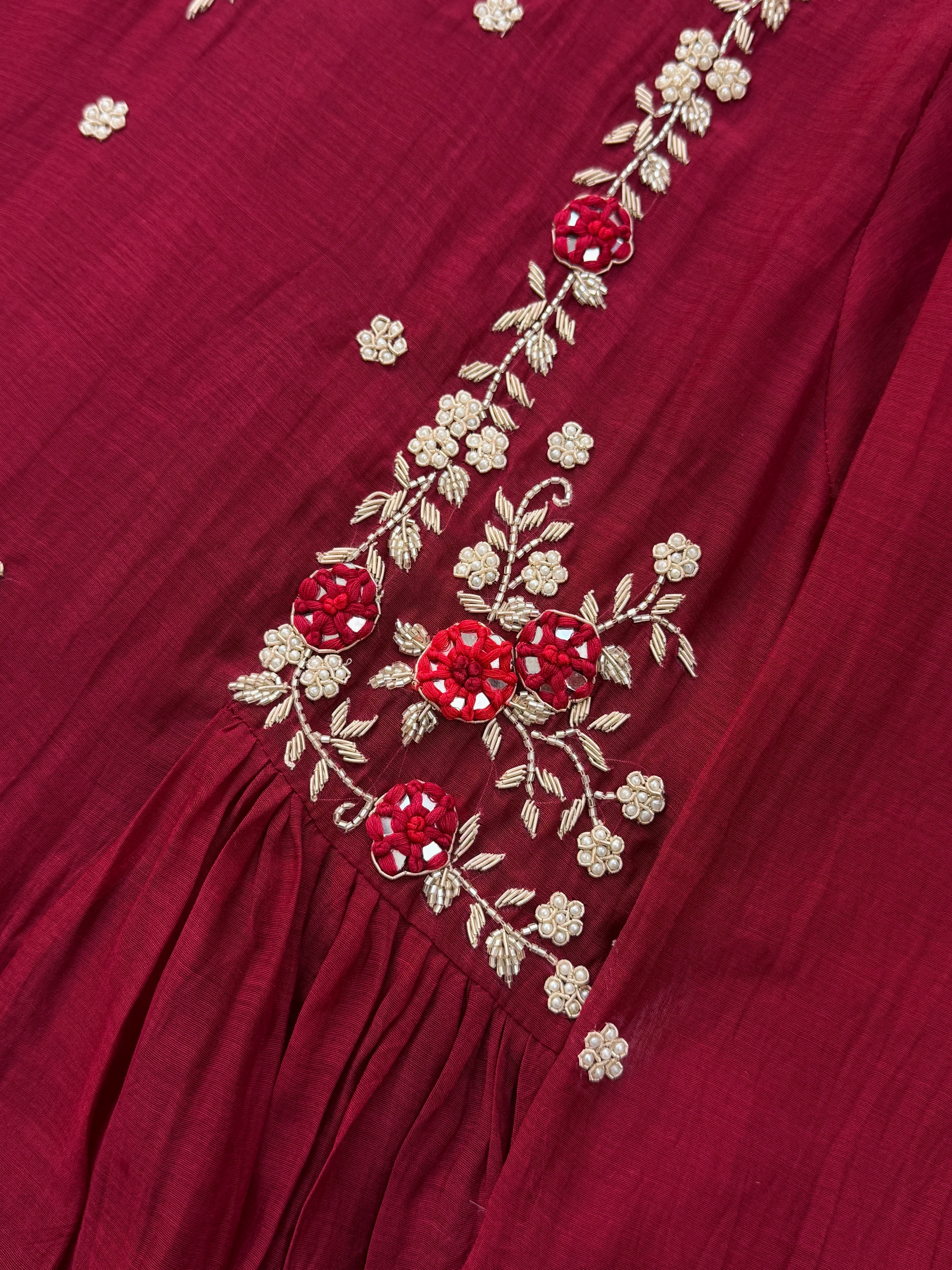 ✨ Premium Mul Chanderi Hand Work Kurti Set ✨ - Image 7
