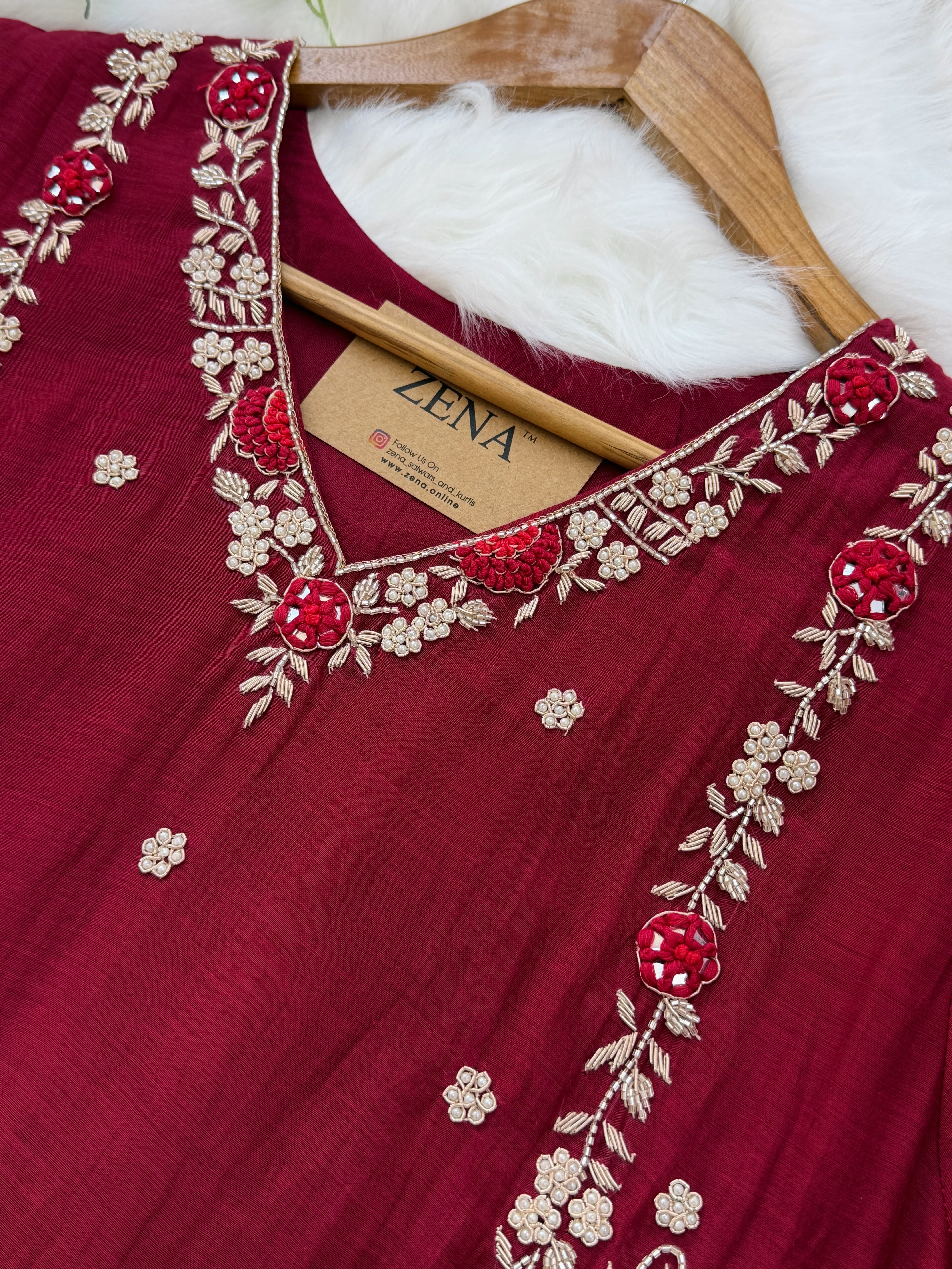 ✨ Premium Mul Chanderi Hand Work Kurti Set ✨ - Image 8
