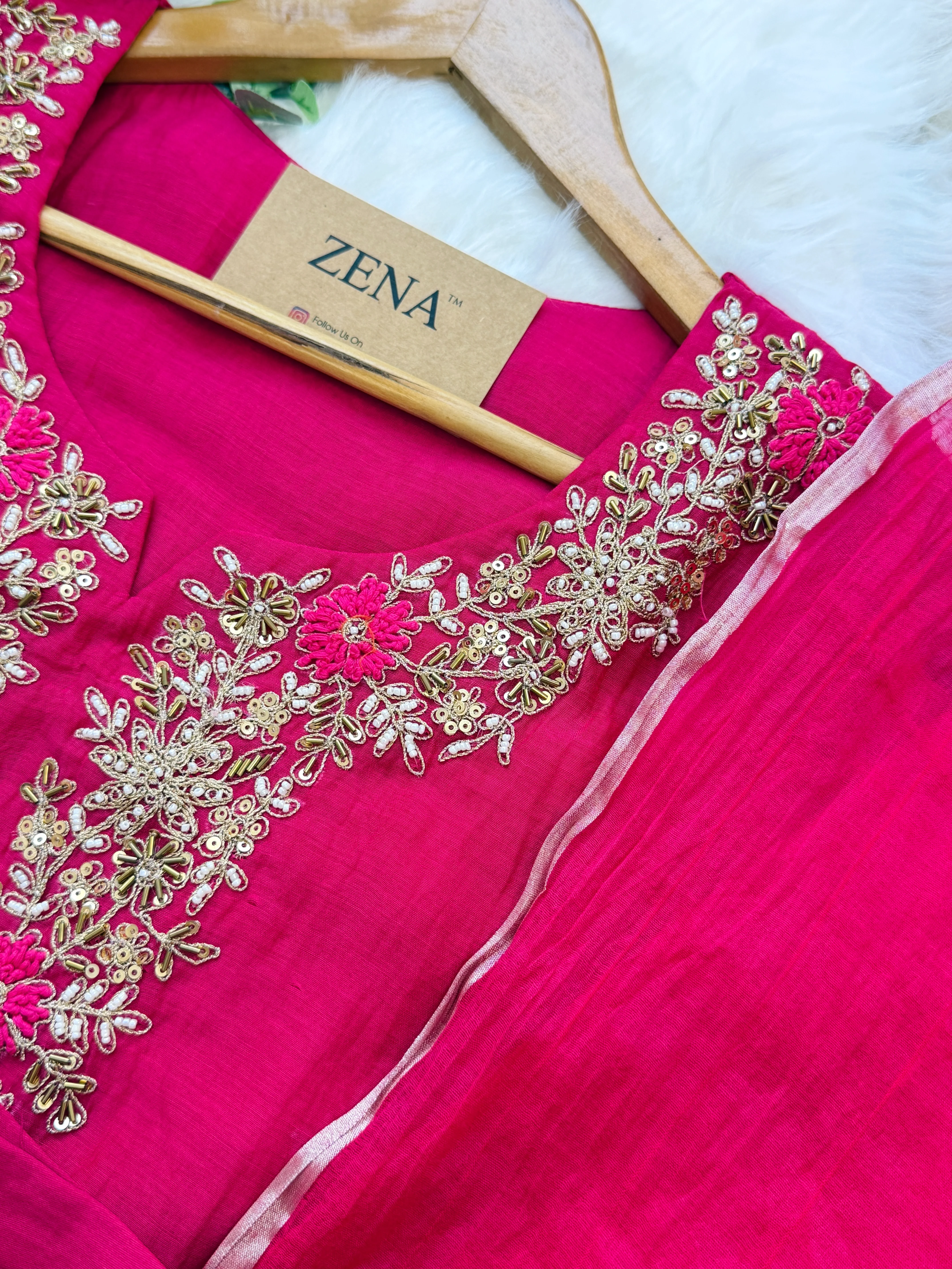 ✨ Premium Mul Chanderi Hand Work Kurti Set ✨ - Image 8