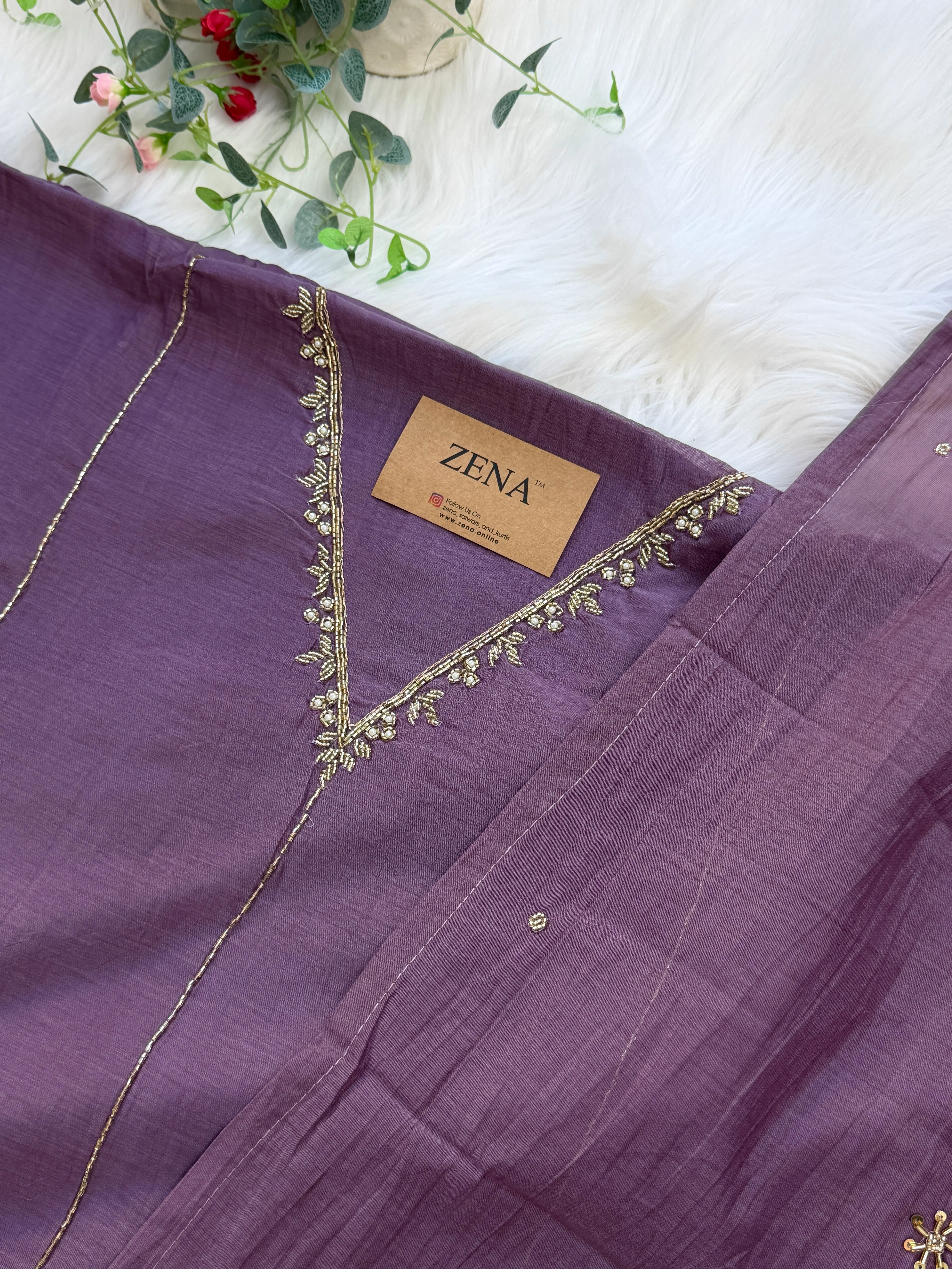 ✨ Premium Mul Chanderi Hand Work Unstitched Suit ✨