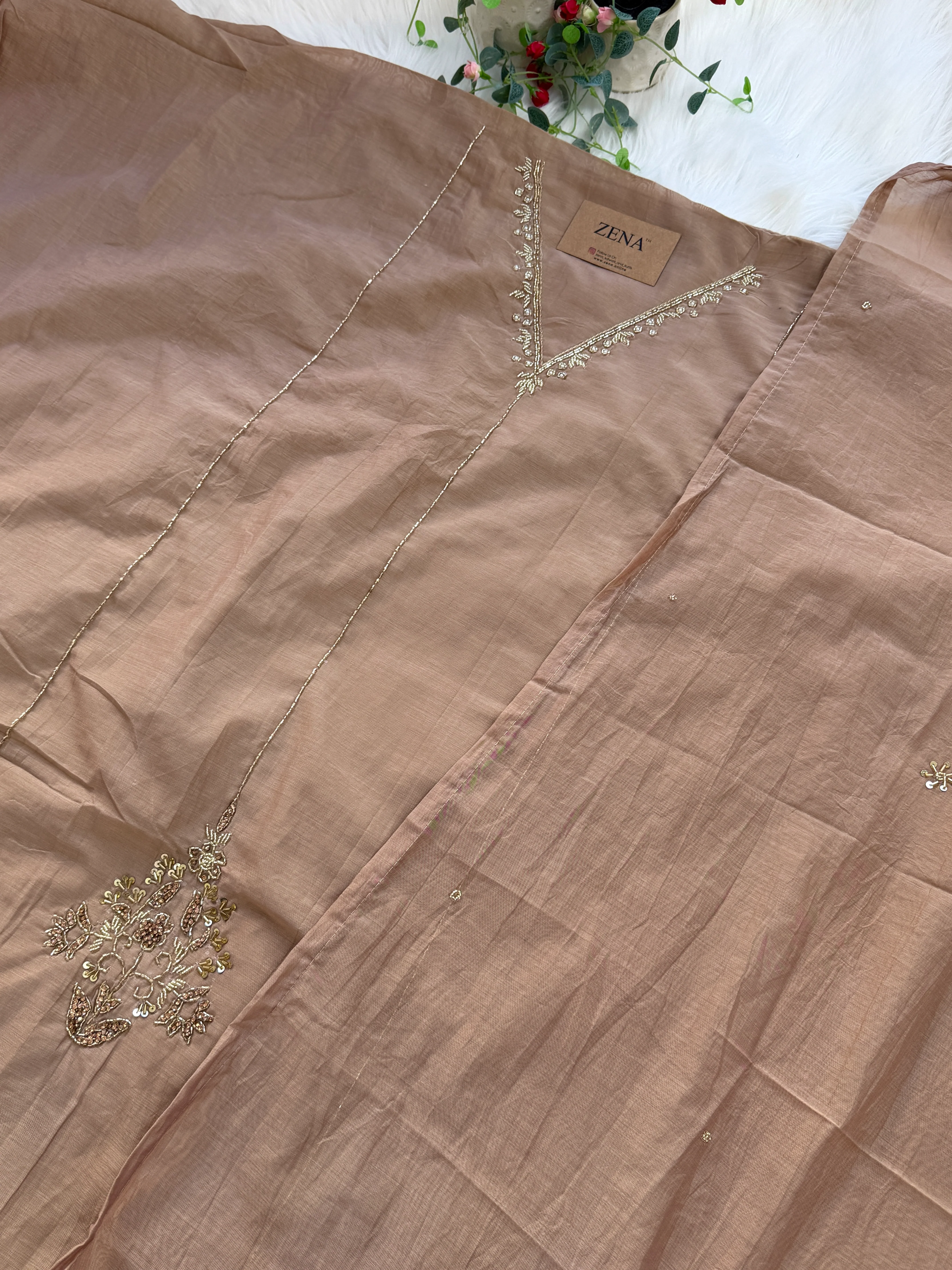 ✨ Premium Mul Chanderi Hand Work Unstitched Suit ✨