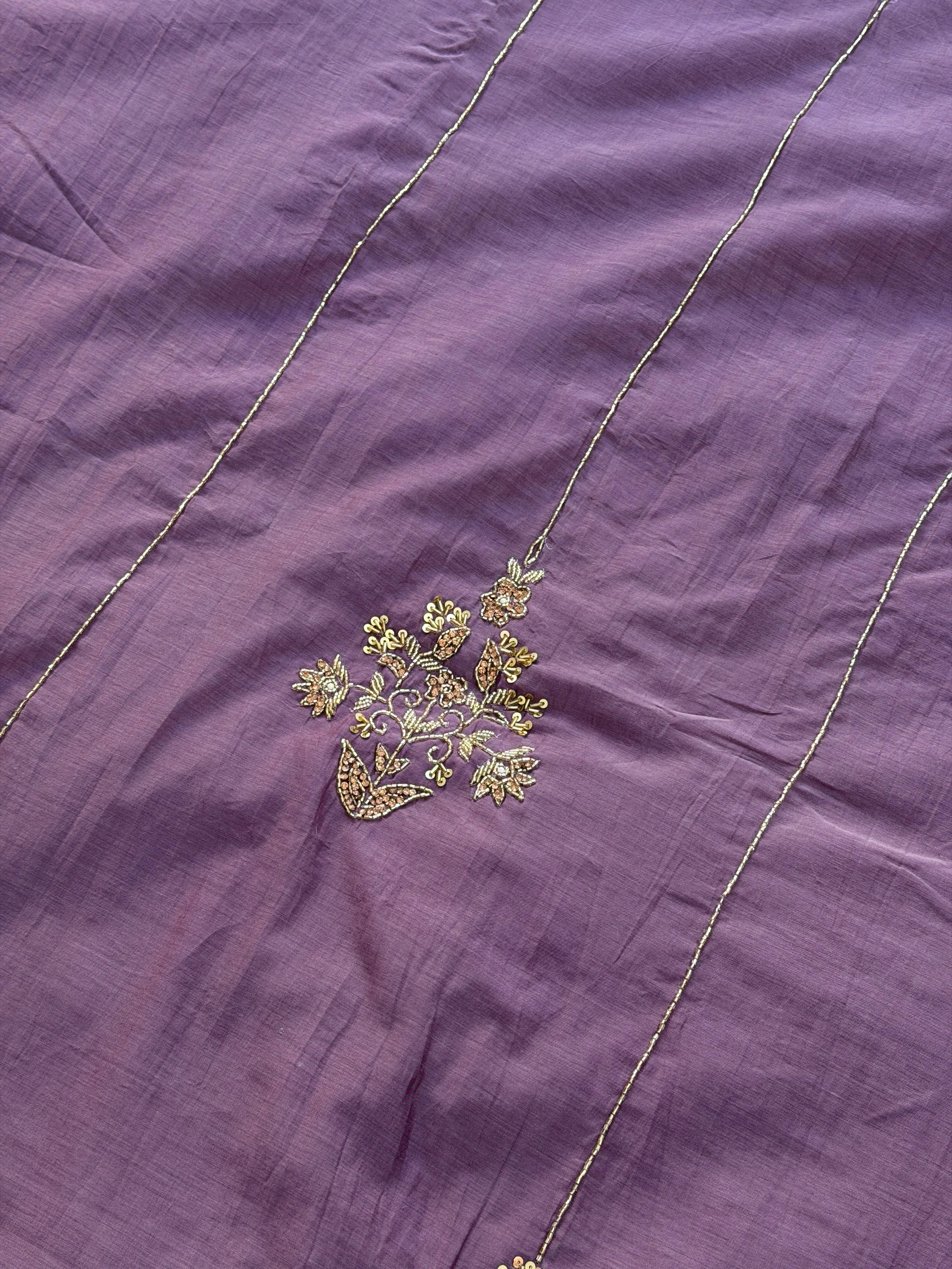 ✨ Premium Mul Chanderi Hand Work Unstitched Suit ✨ - Image 4