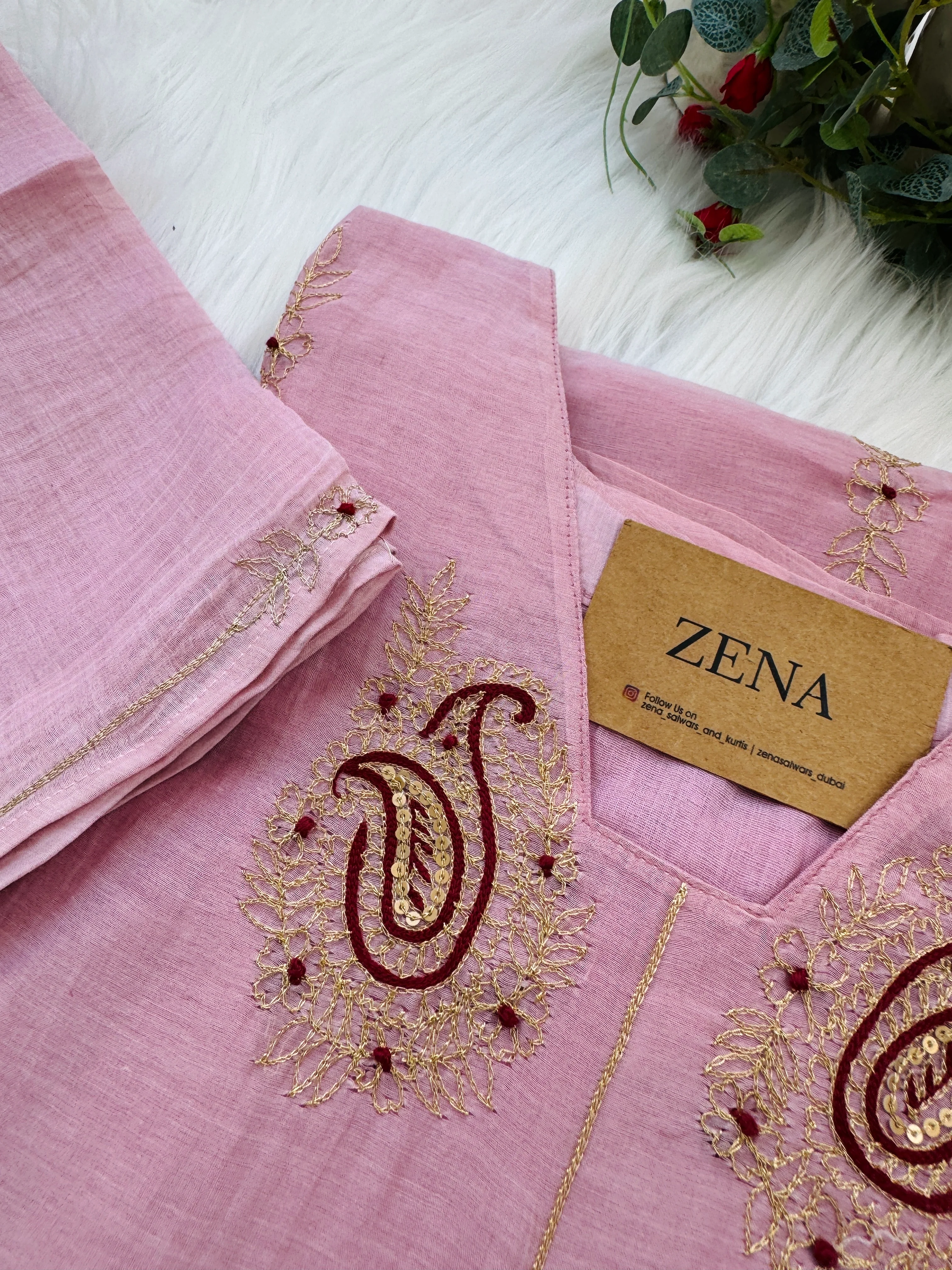 ✨ Premium Mul Chanderi Handwork Kurti Set – Top, Bottom & Dupatta ✨ - Image 2