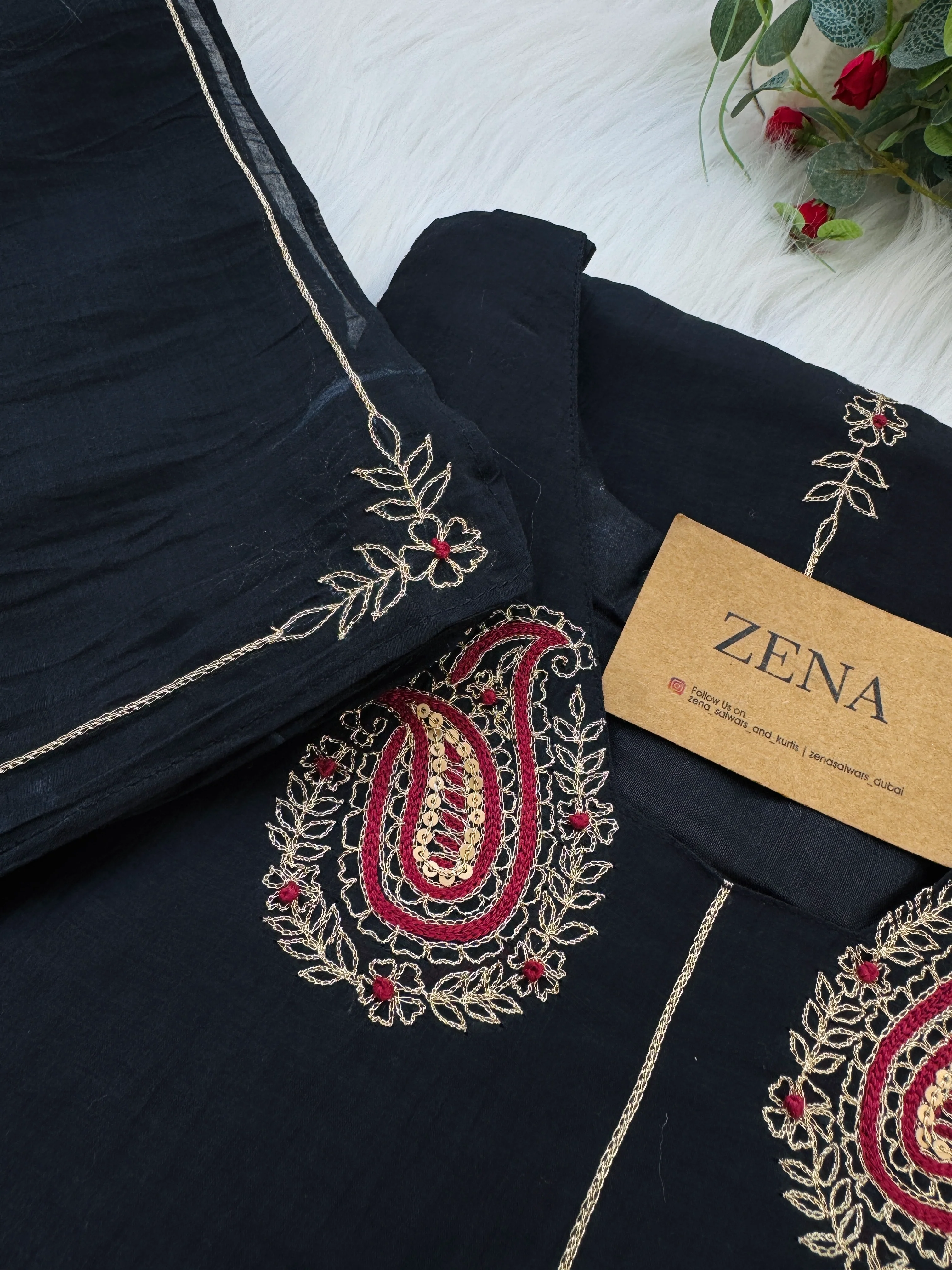 ✨ Premium Mul Chanderi Handwork Kurti Set – Top, Bottom & Dupatta ✨ - Image 3