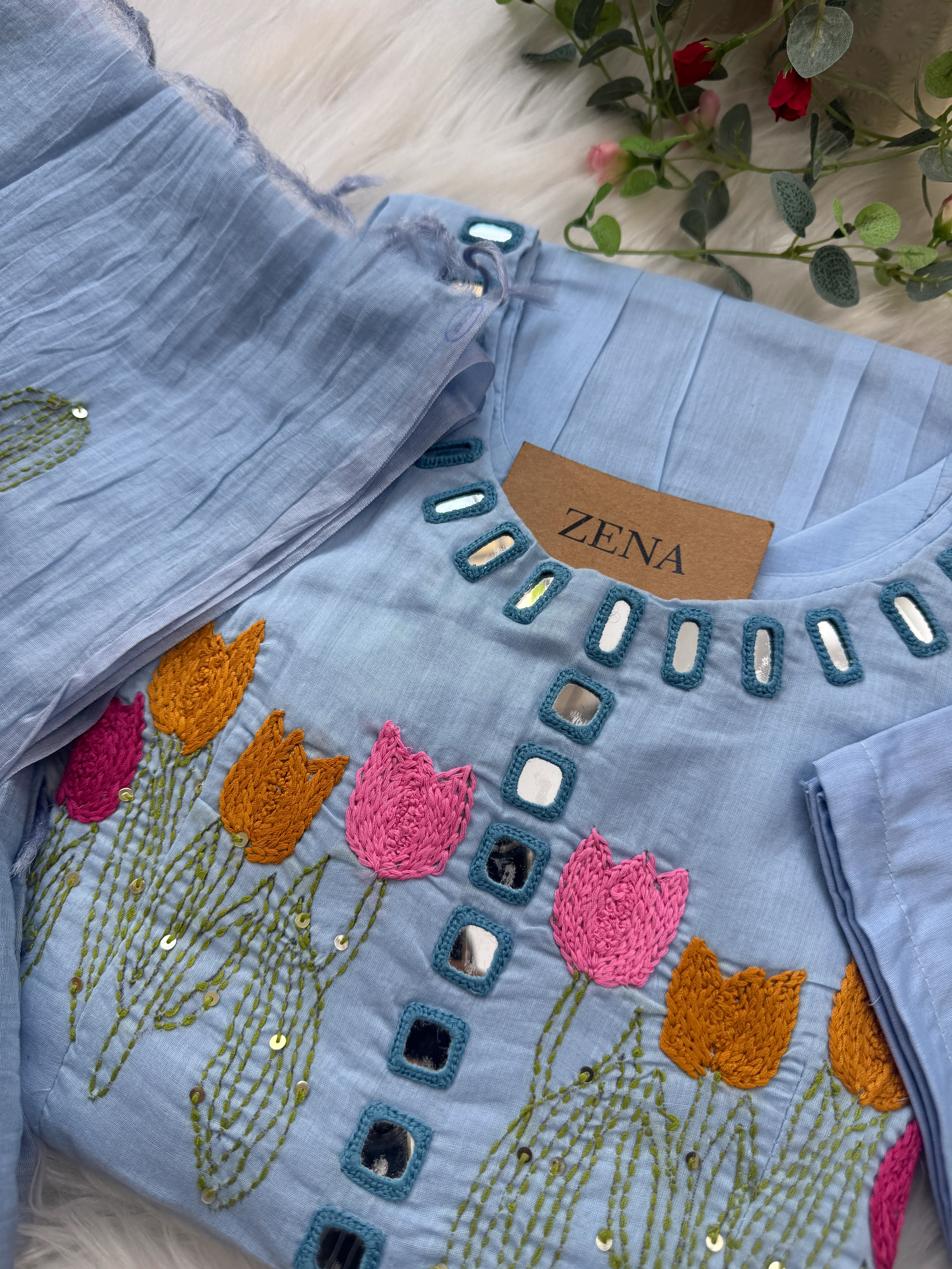β¨ Premium Mul Chanderi Mirror Work Anarkali Set β¨ - Image 6