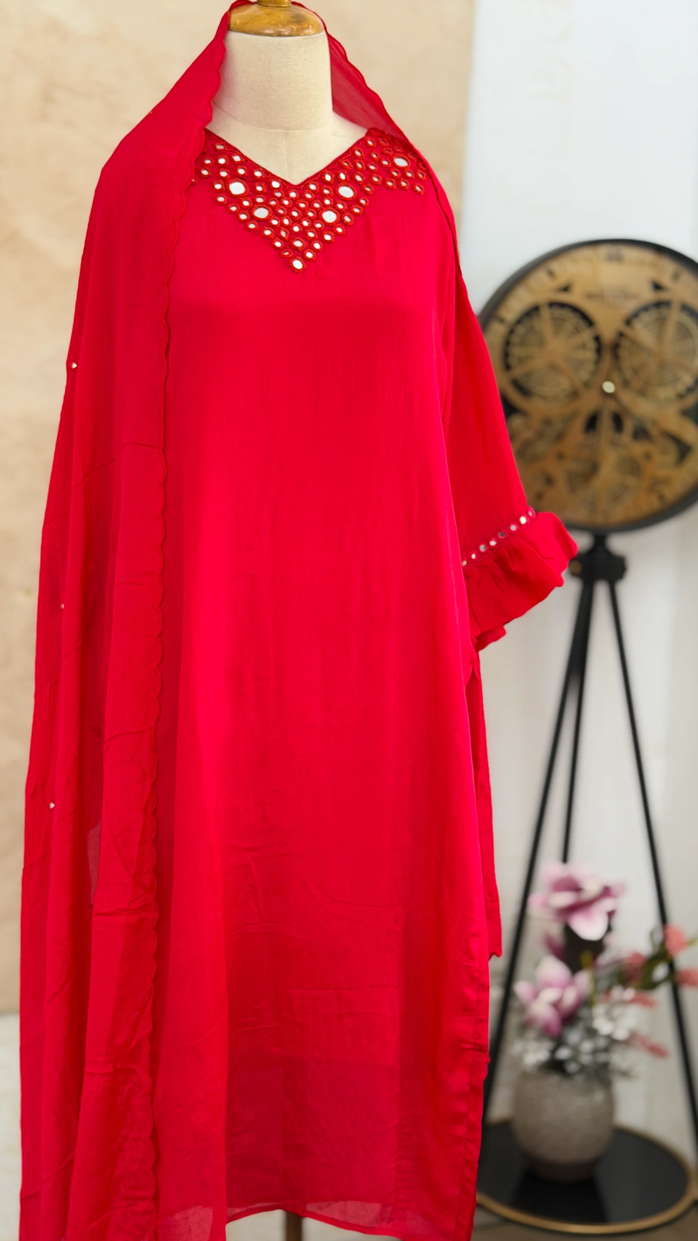 ✨ Premium Mul Chanderi Mirror Work Kurti Set ✨ - Image 2