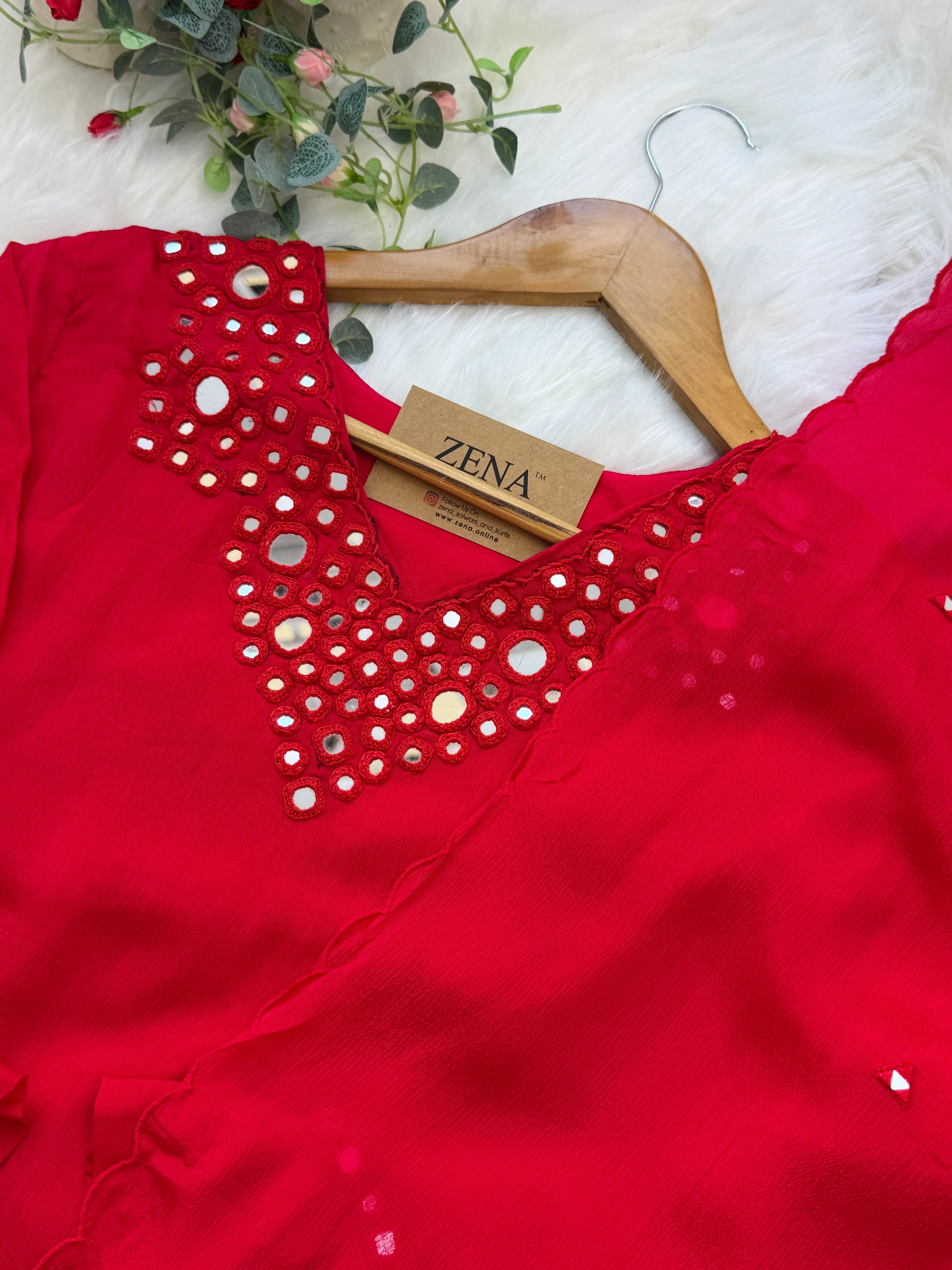 ✨ Premium Mul Chanderi Mirror Work Kurti Set ✨ - Image 4