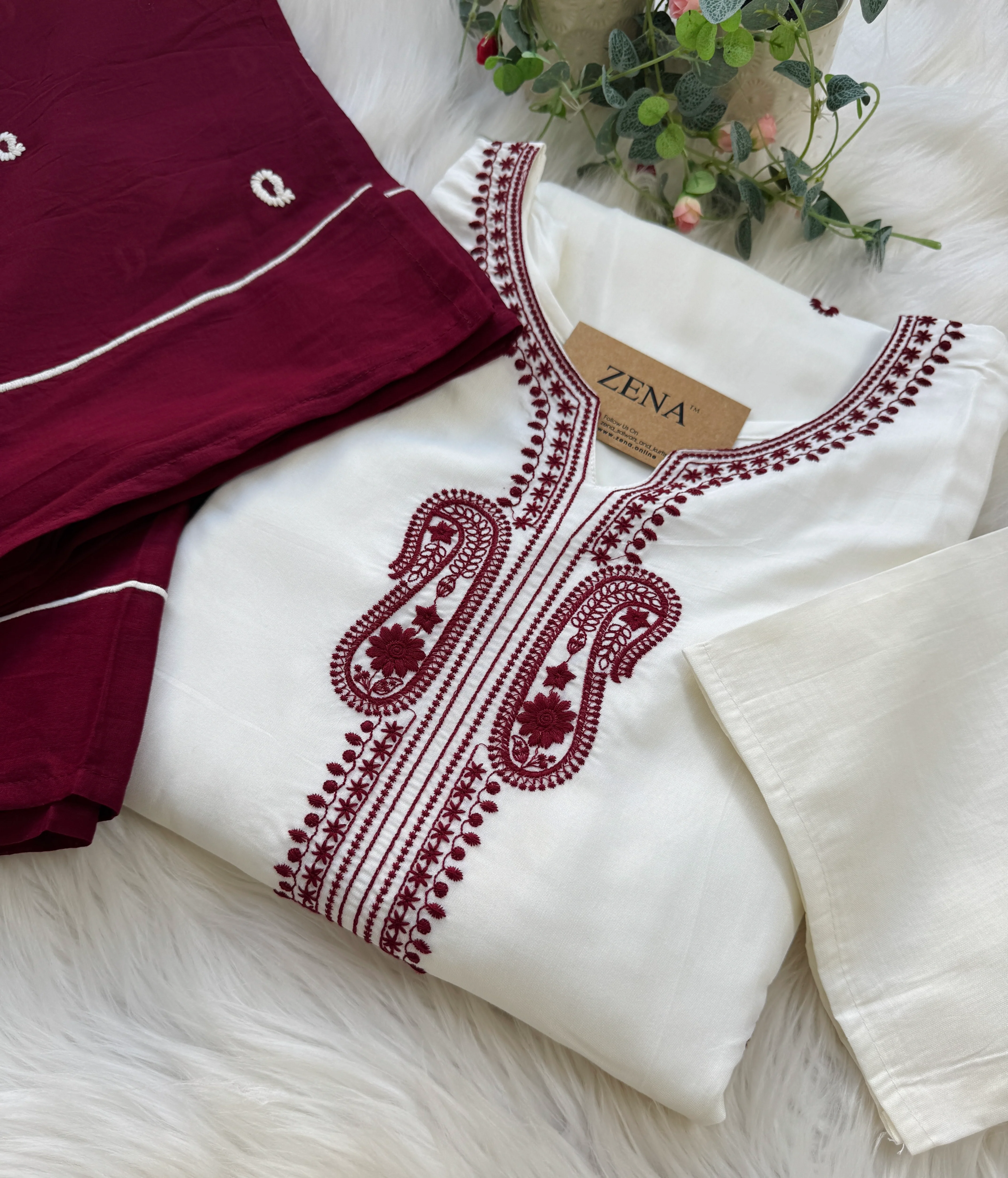 ✨ Premium Mul Cotton Embroidered Kurti Set ✨