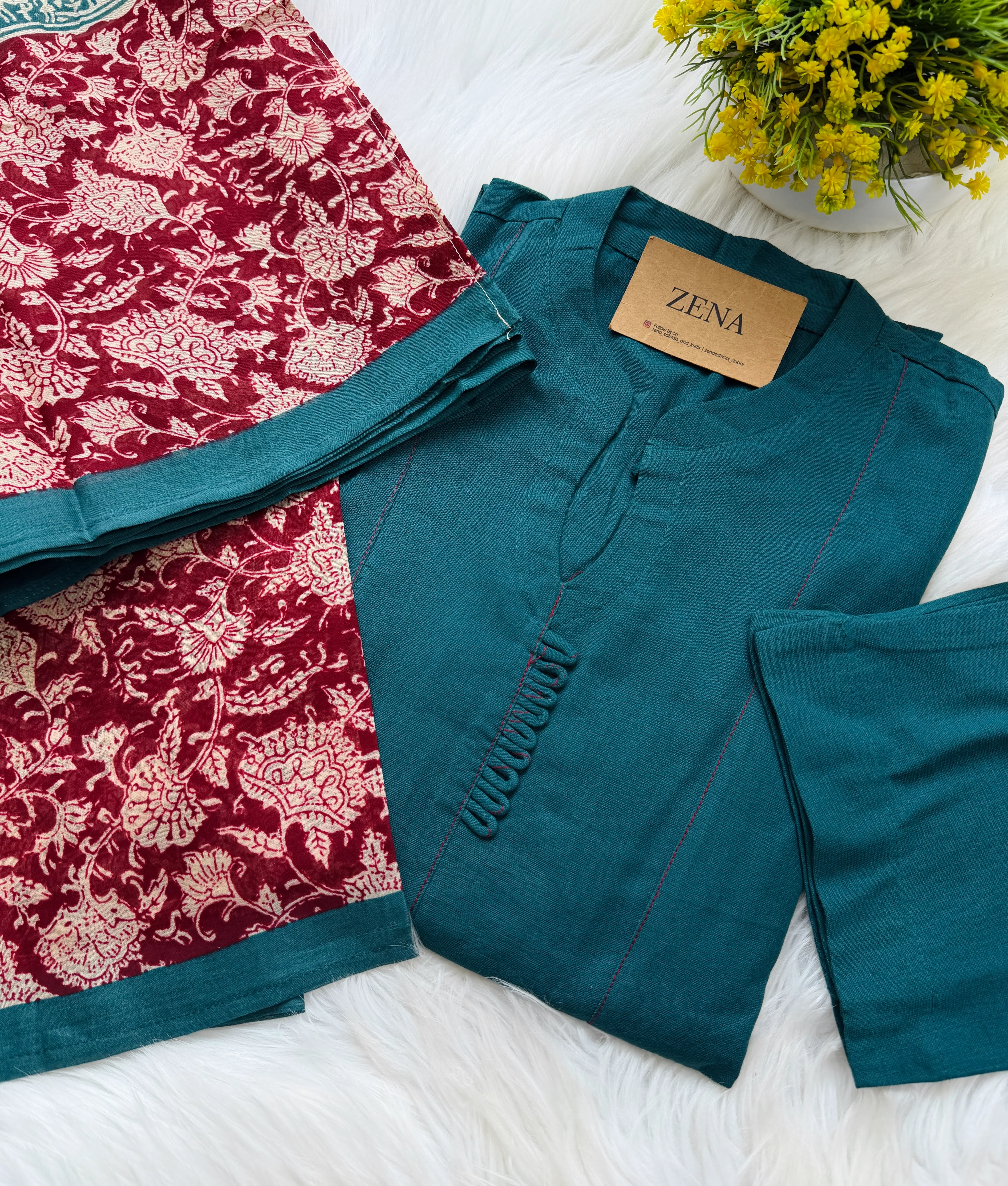 ✨ Pure Cotton A-Line Kurti Set ✨
