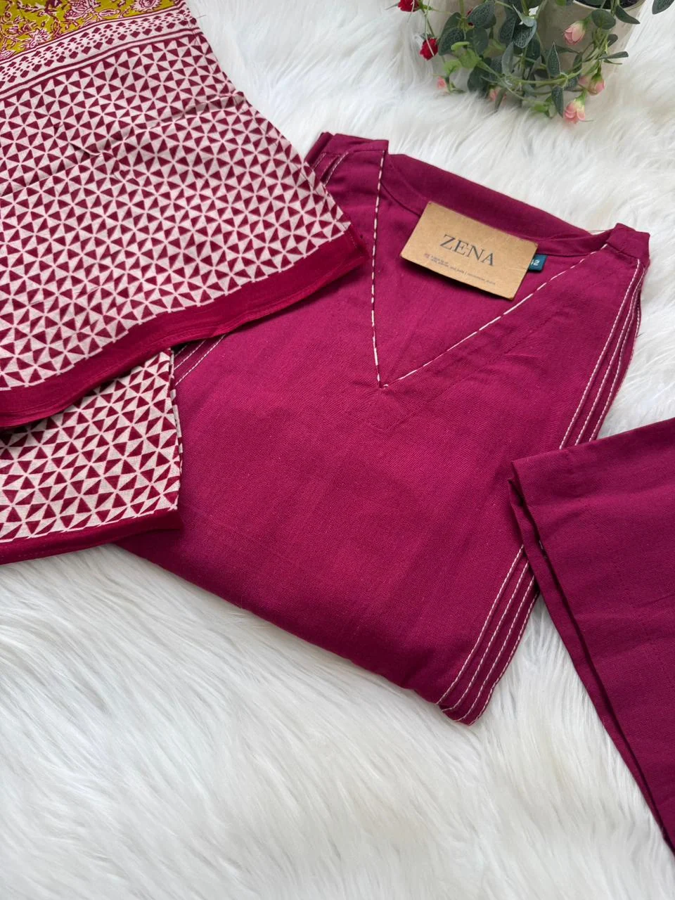 ✨ Pure Cotton A-Line Kurti Set ✨