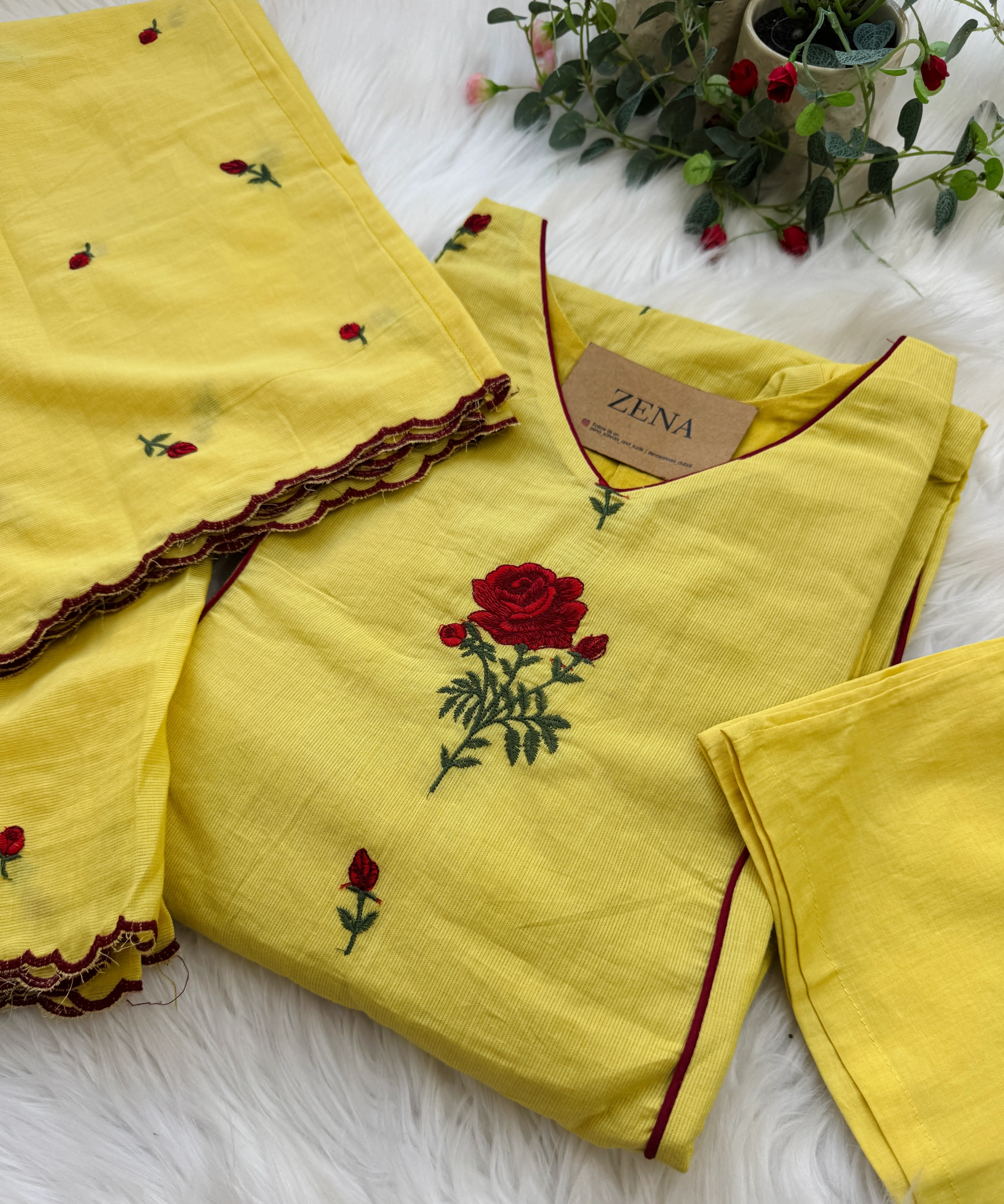 β¨ Pure Cotton Embroidered Anarkali Set β¨
