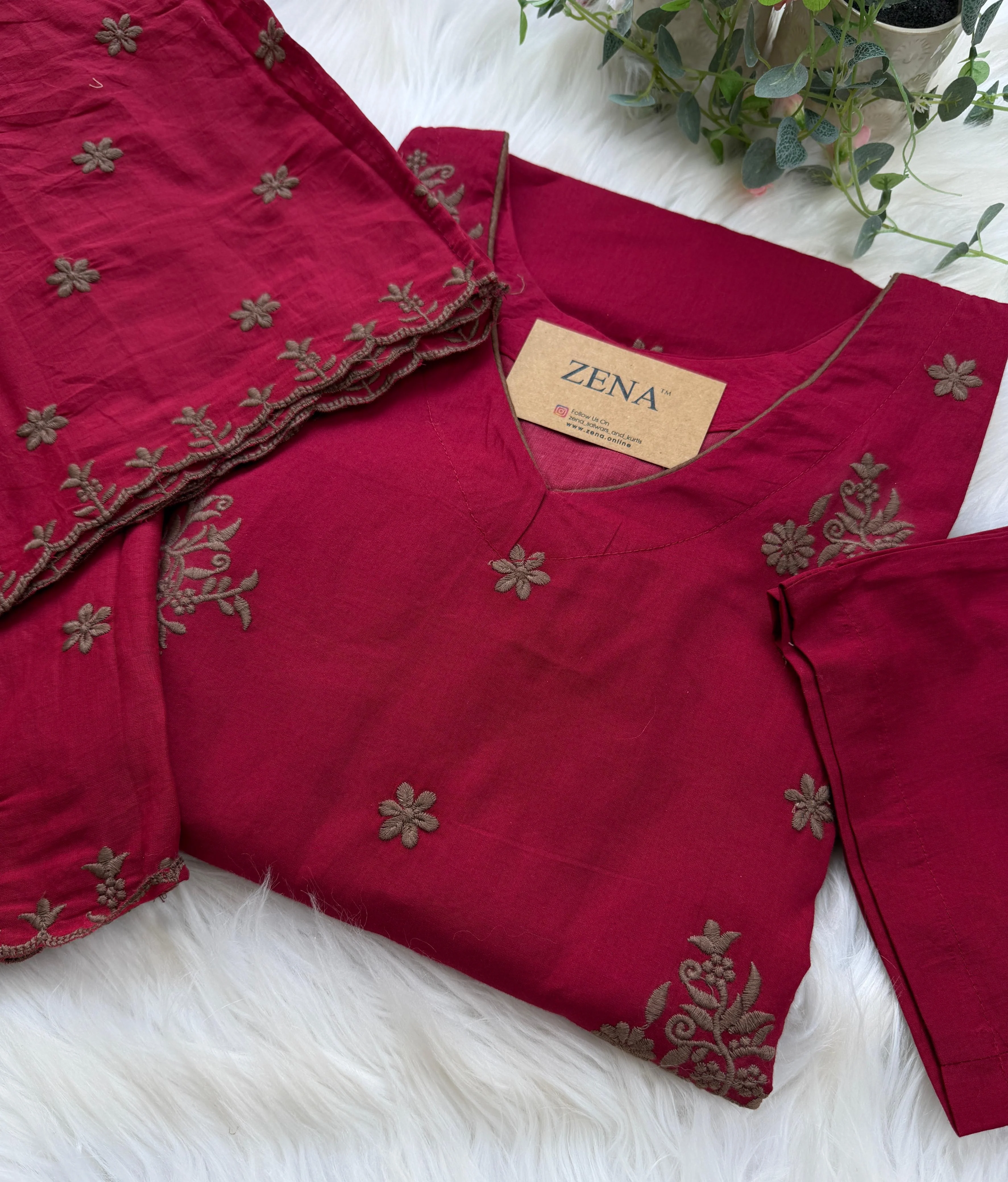 ✨ Pure Cotton Embroidered Anarkali Set ✨