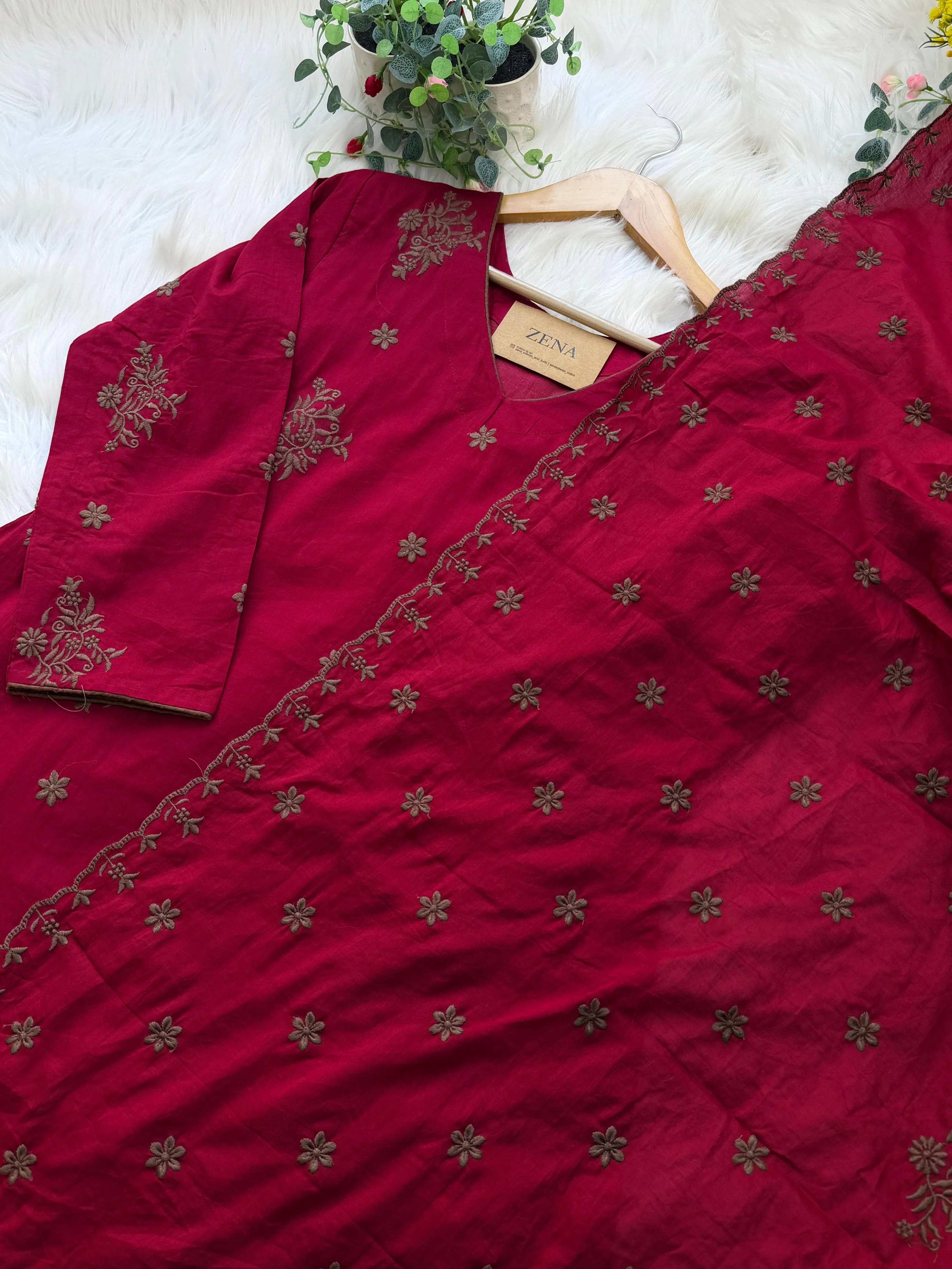 ✨ Pure Cotton Embroidered Anarkali Set ✨ - Image 4