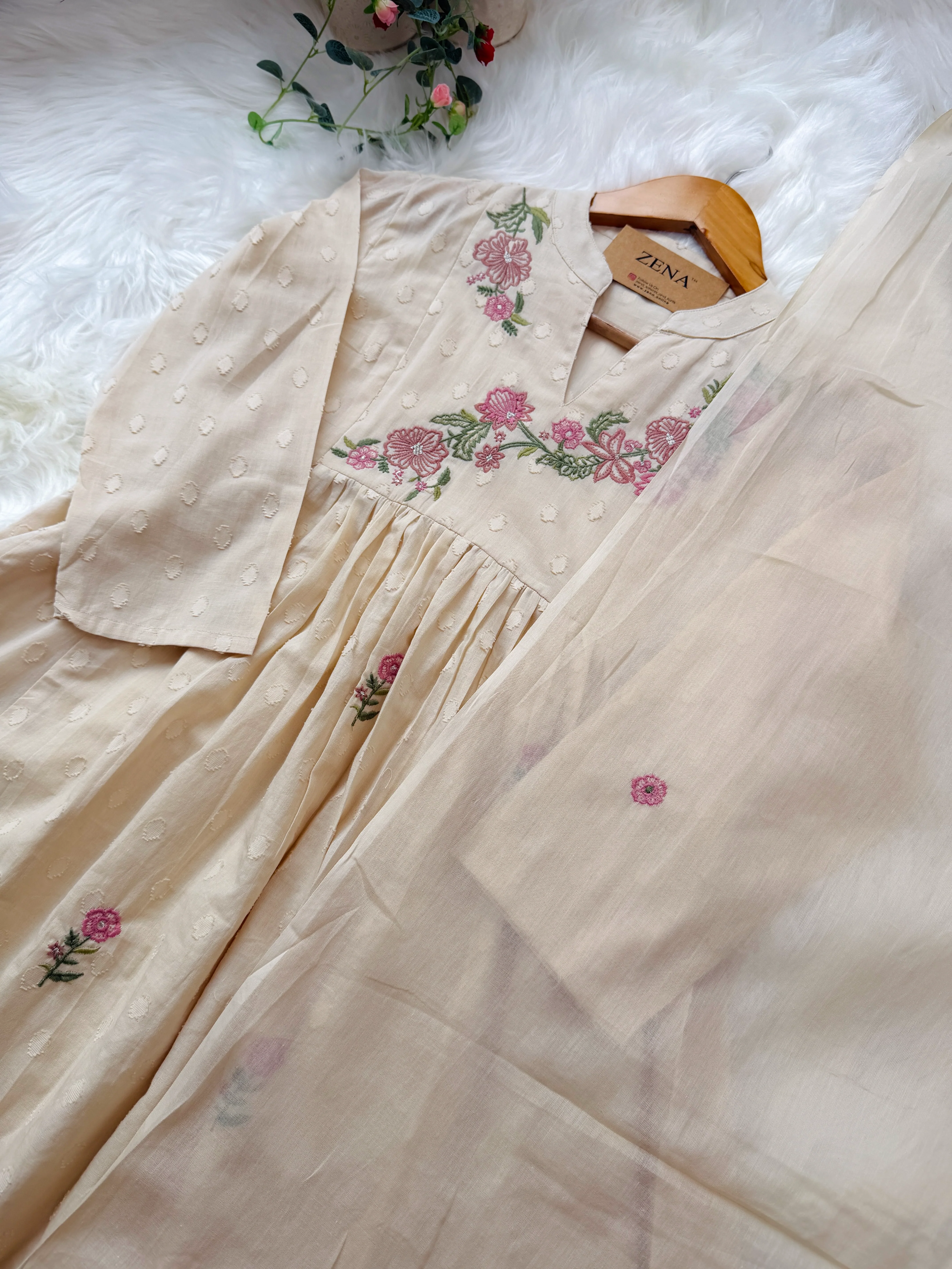 ✨ Pure Cotton Embroidered Anarkali Set ✨ - Image 4