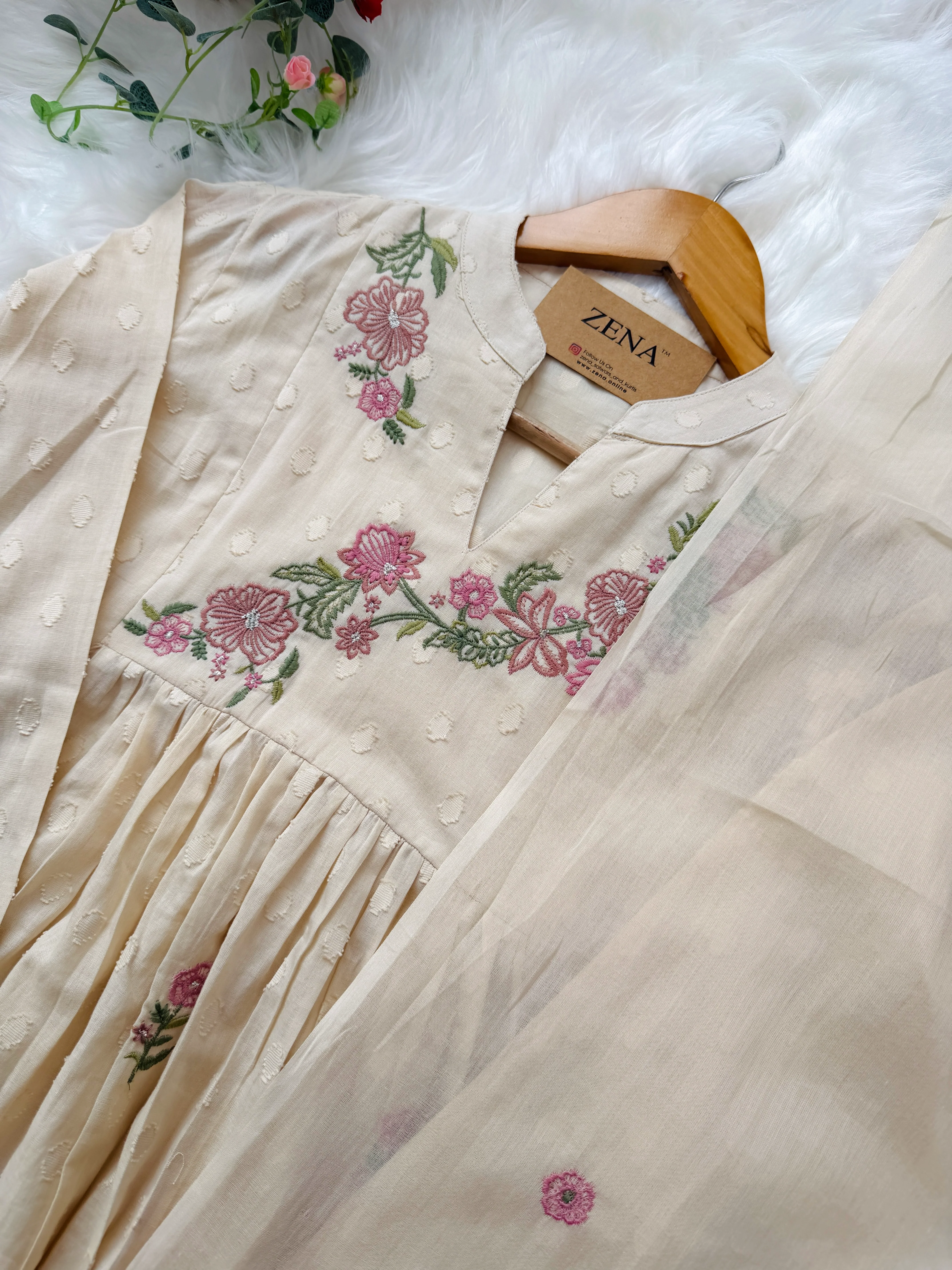 ✨ Pure Cotton Embroidered Anarkali Set ✨ - Image 5