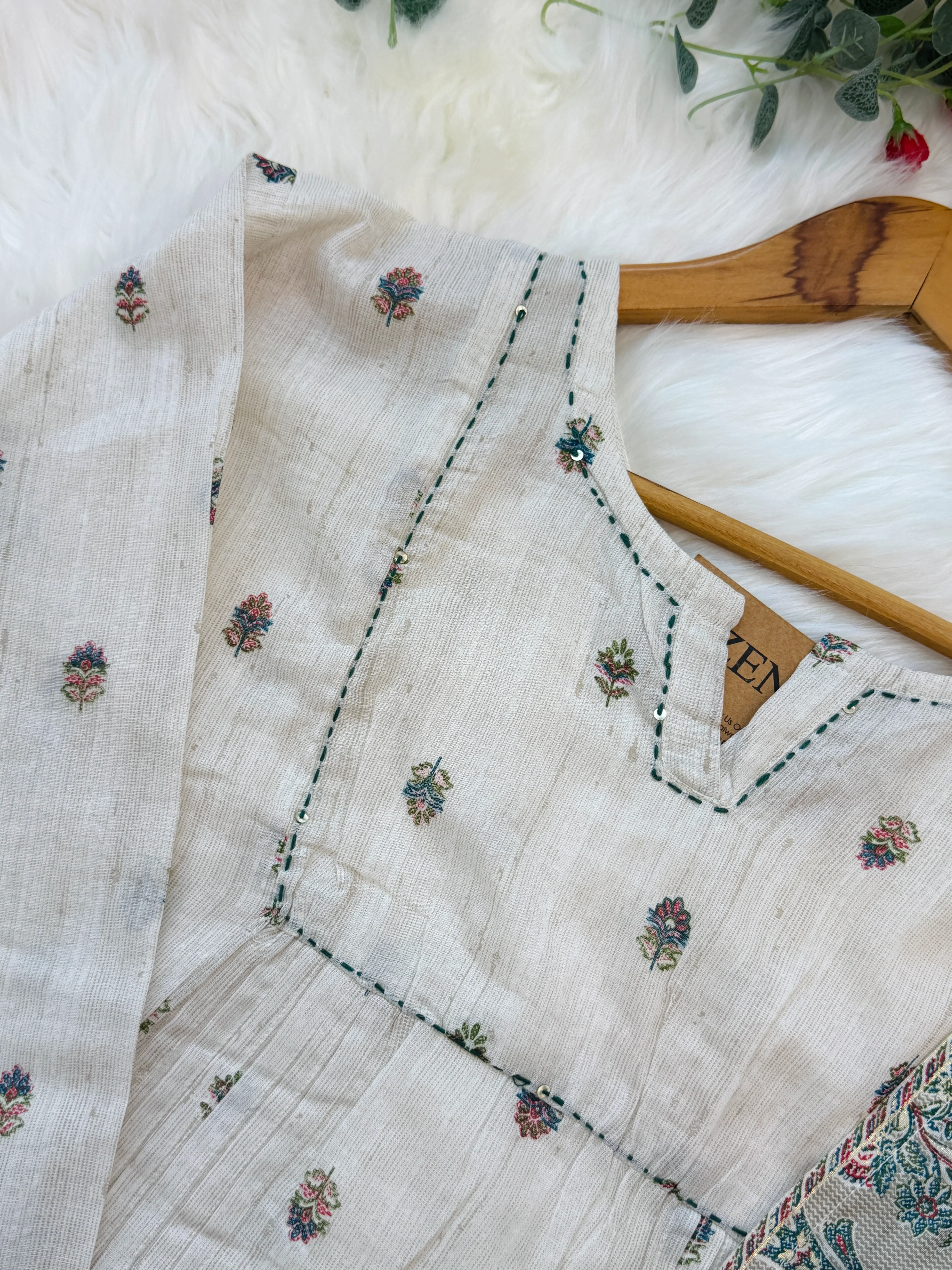 ✨ Pure Cotton Embroidered Anarkali Set ✨ - Image 7