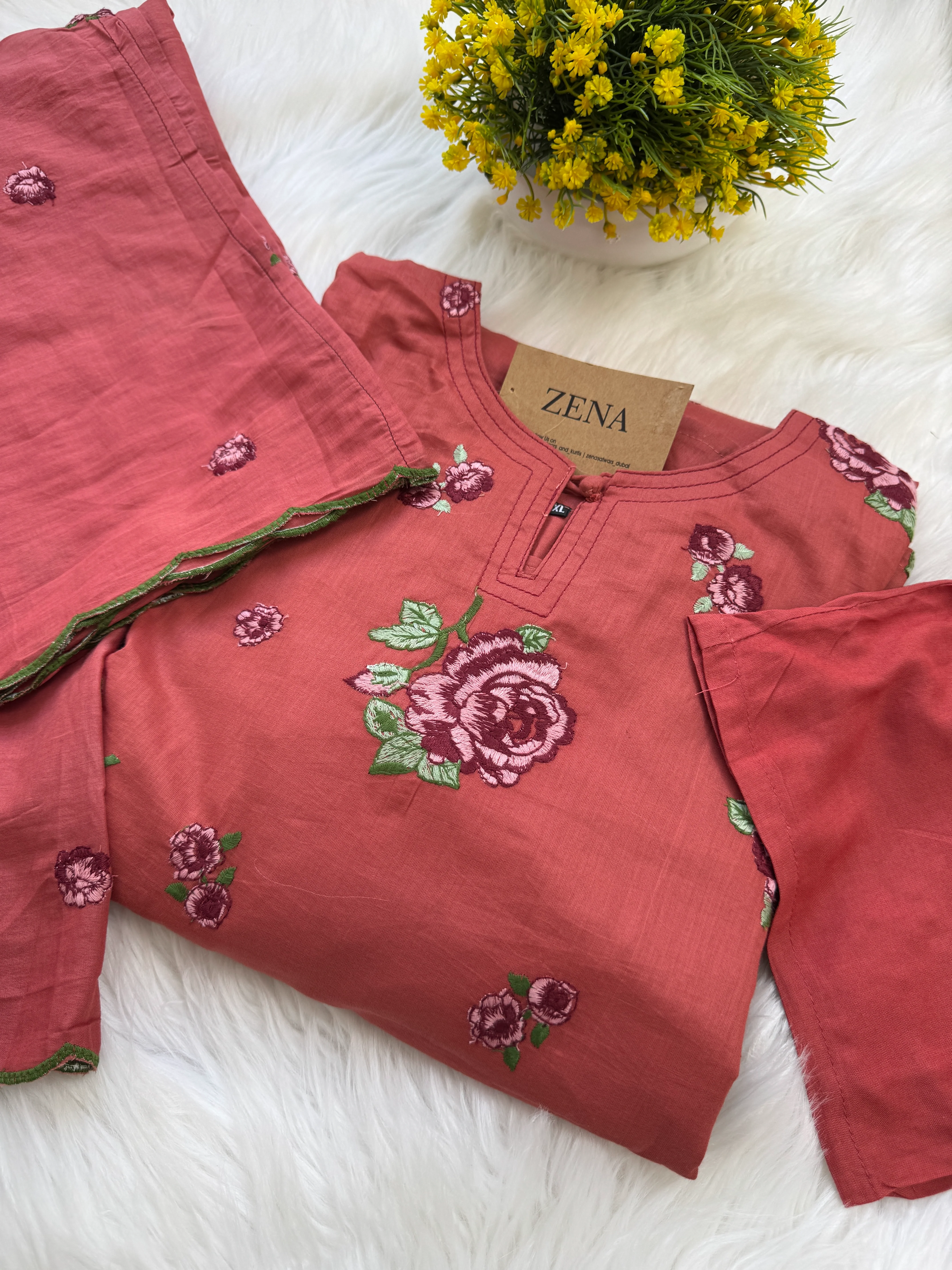 β¨ Pure Cotton Embroidered Kurti Set β¨