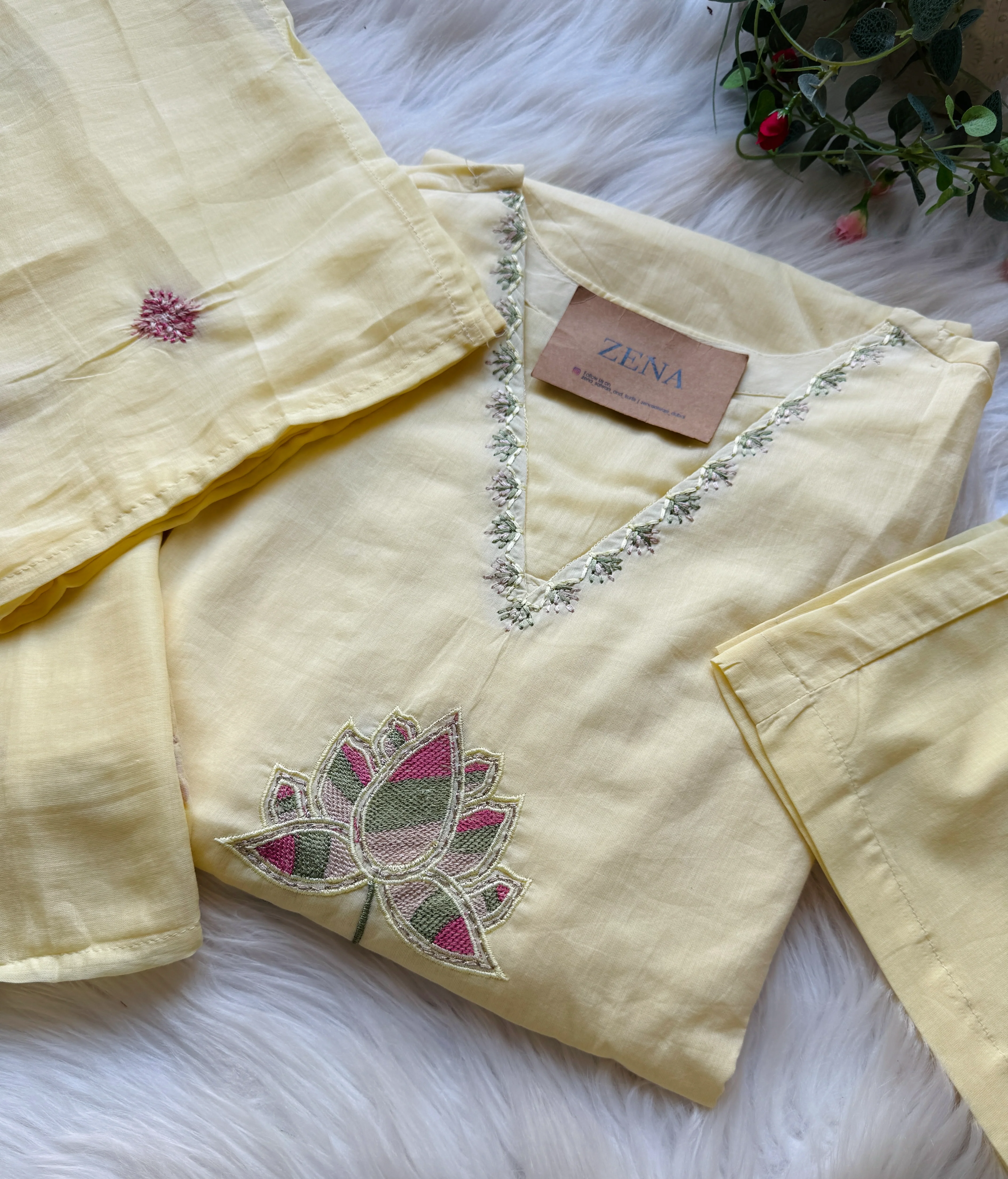 ✨ Pure Cotton Embroidered Kurti Set ✨ - Image 2