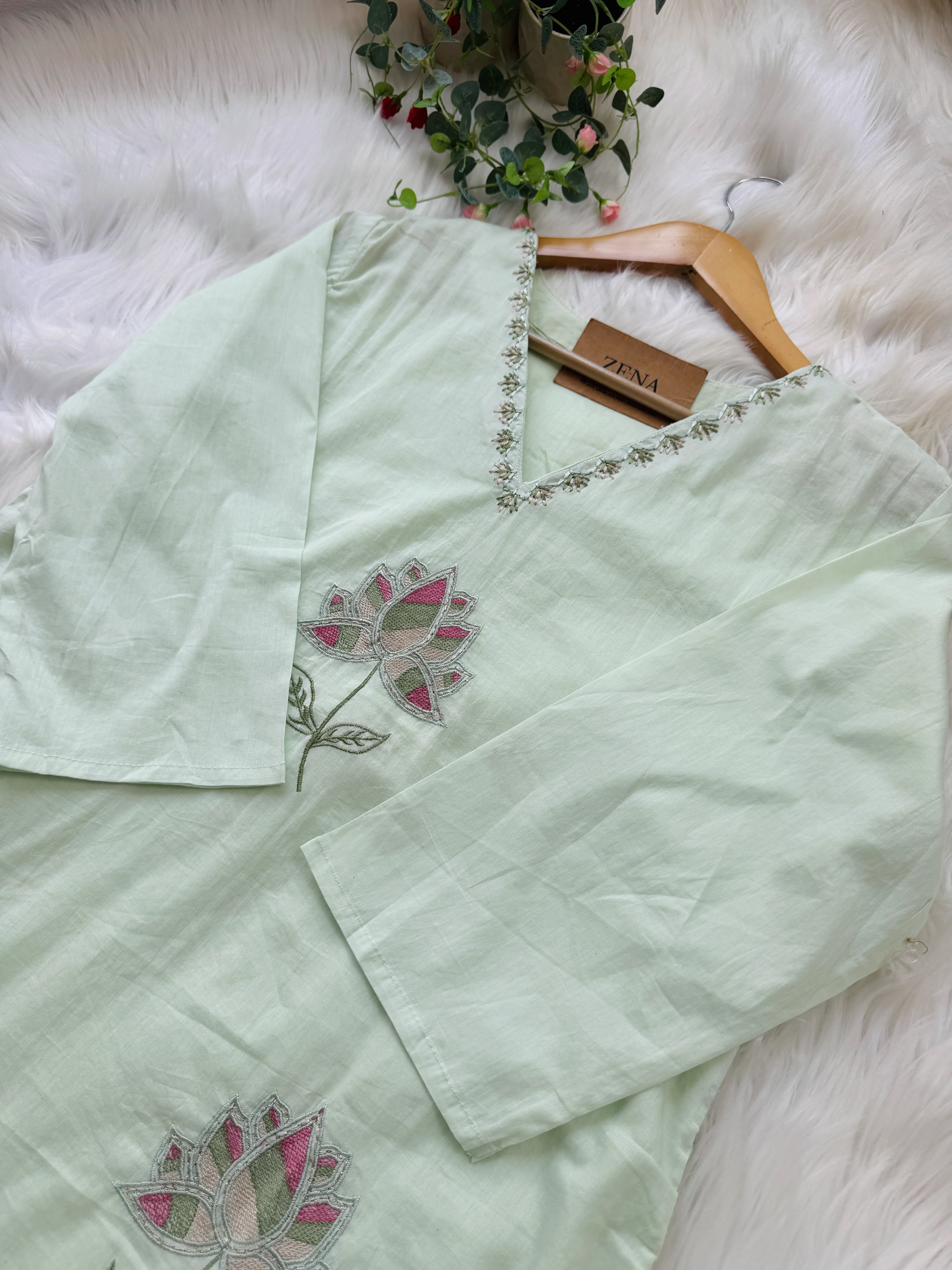 ✨ Pure Cotton Embroidered Kurti Set ✨ - Image 2