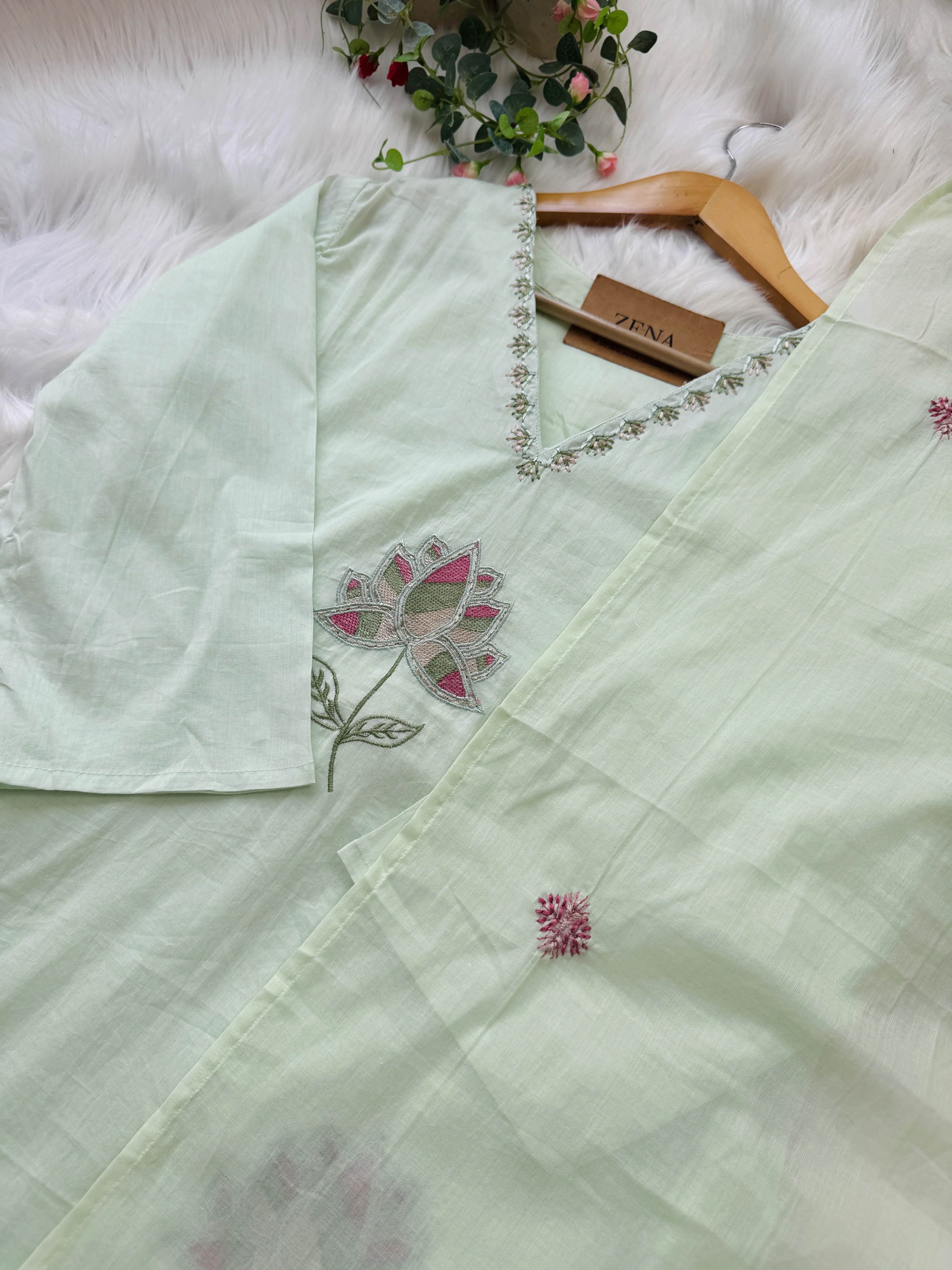 ✨ Pure Cotton Embroidered Kurti Set ✨ - Image 3