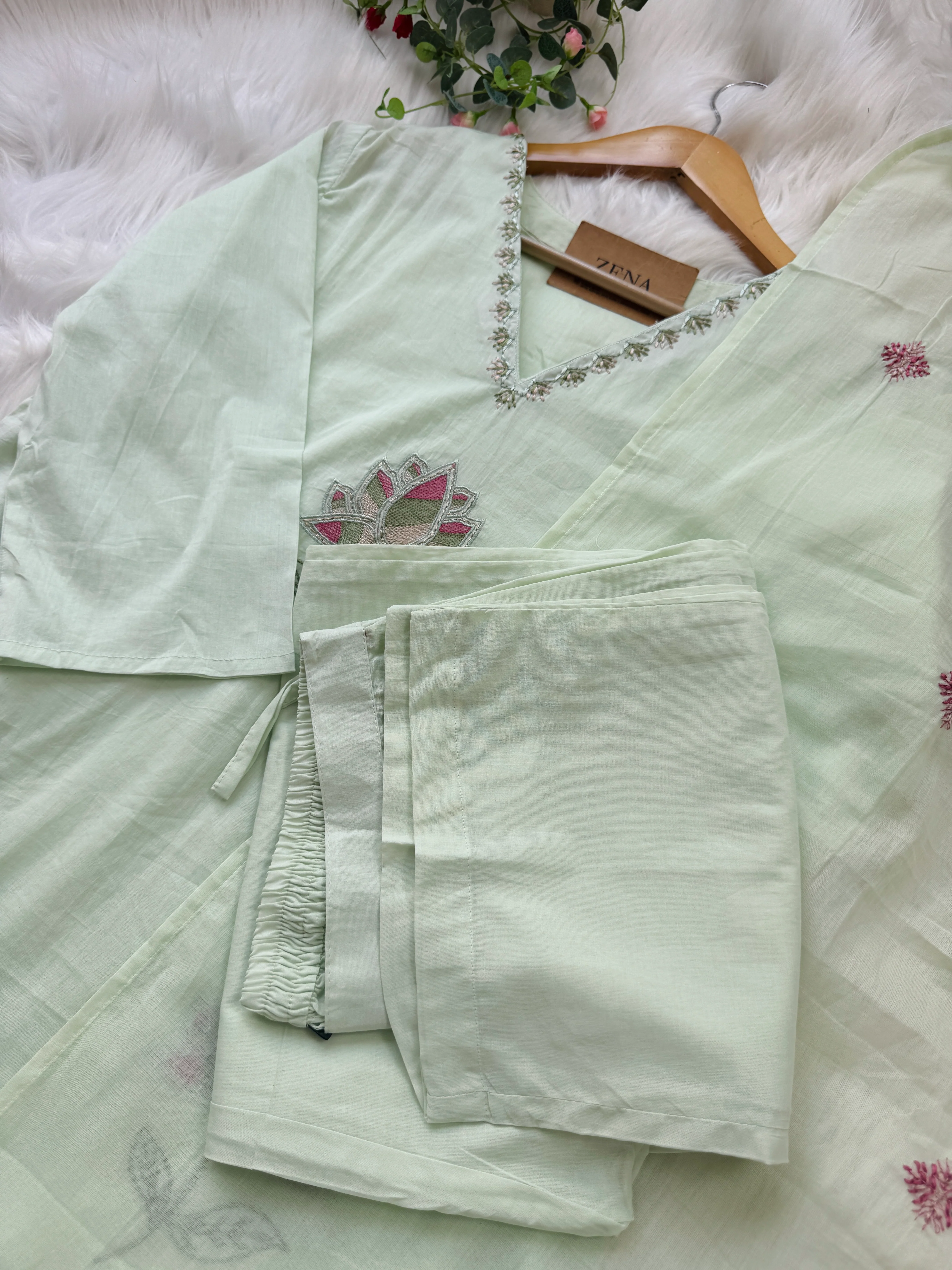 ✨ Pure Cotton Embroidered Kurti Set ✨ - Image 4