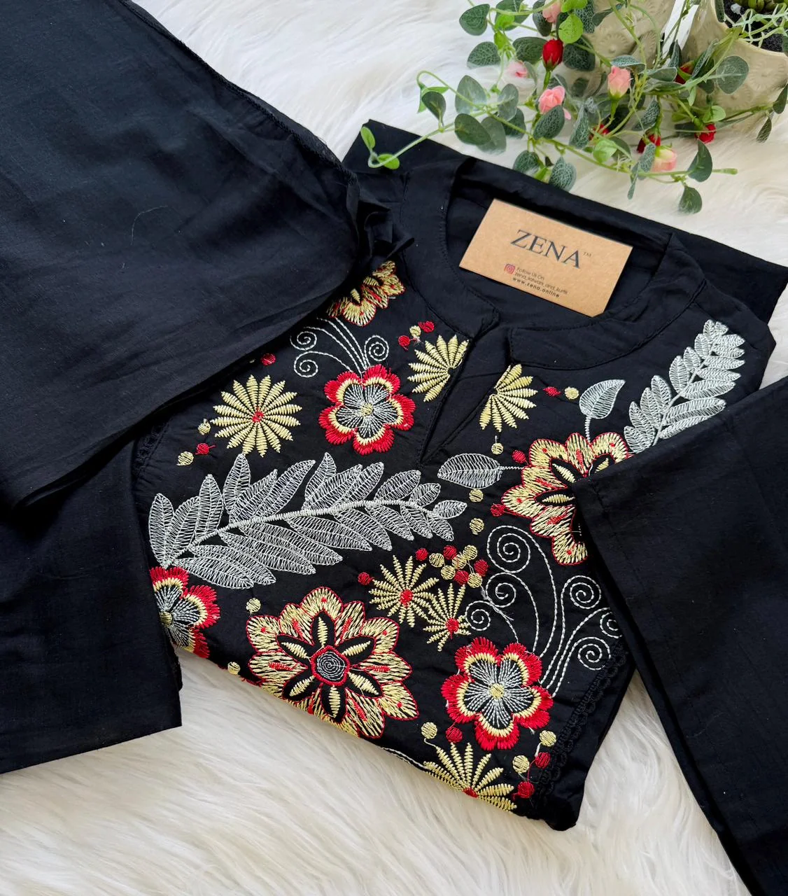 ✨ Pure Cotton Embroidered Kurti Set ✨
