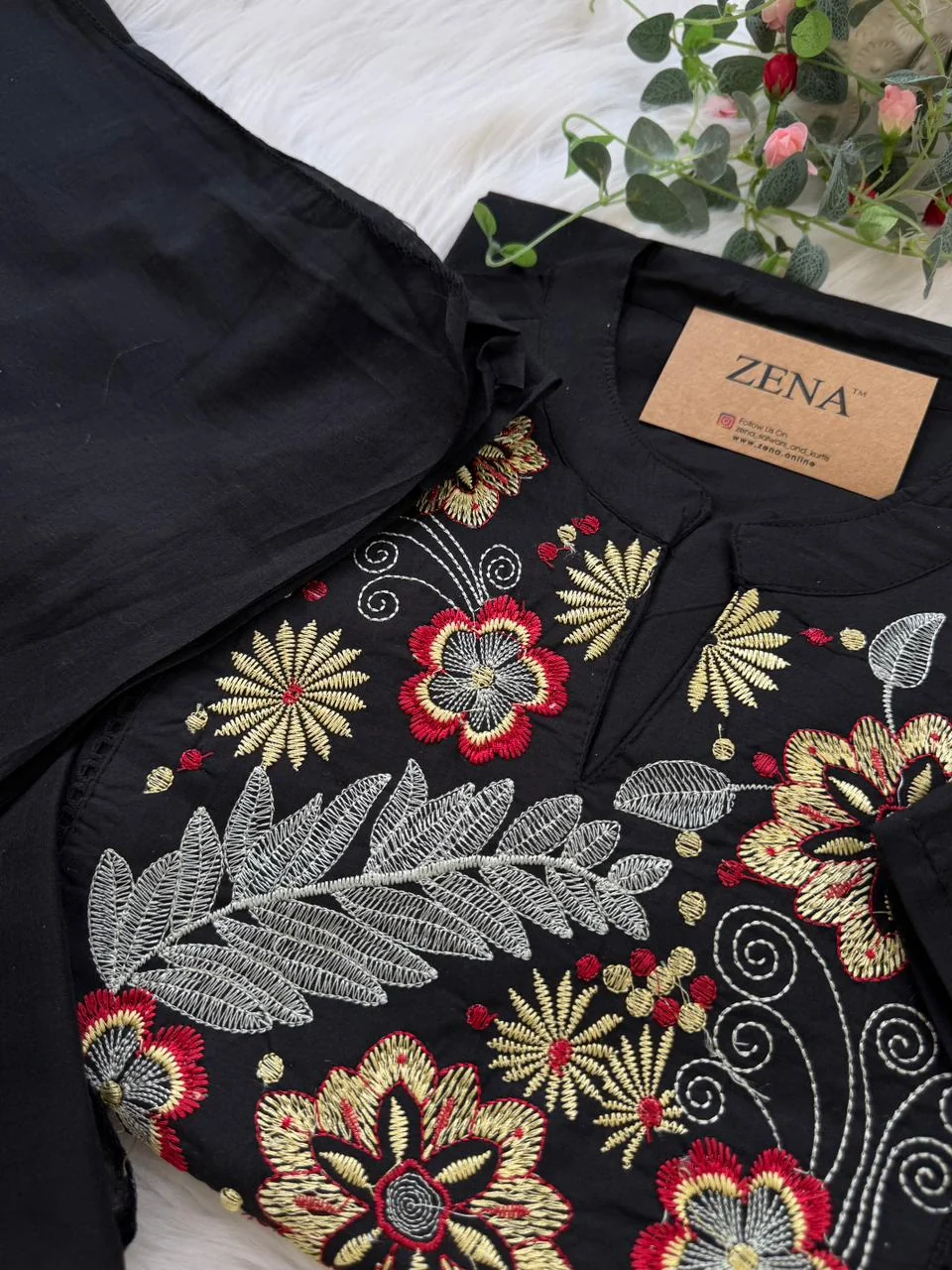 ✨ Pure Cotton Embroidered Kurti Set ✨ - Image 3