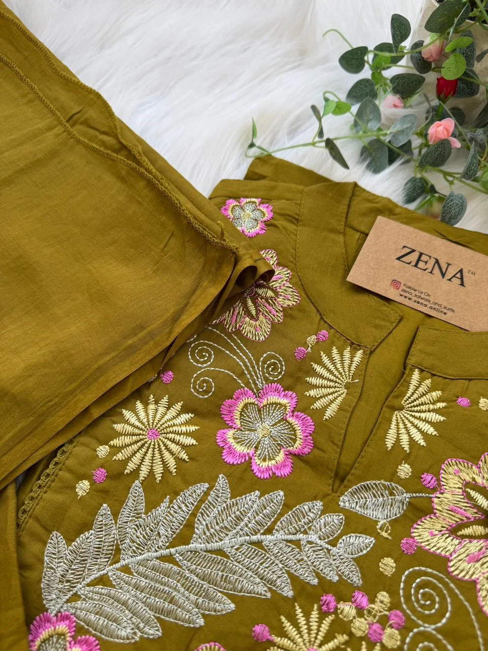 ✨ Pure Cotton Embroidered Kurti Set ✨ - Image 3