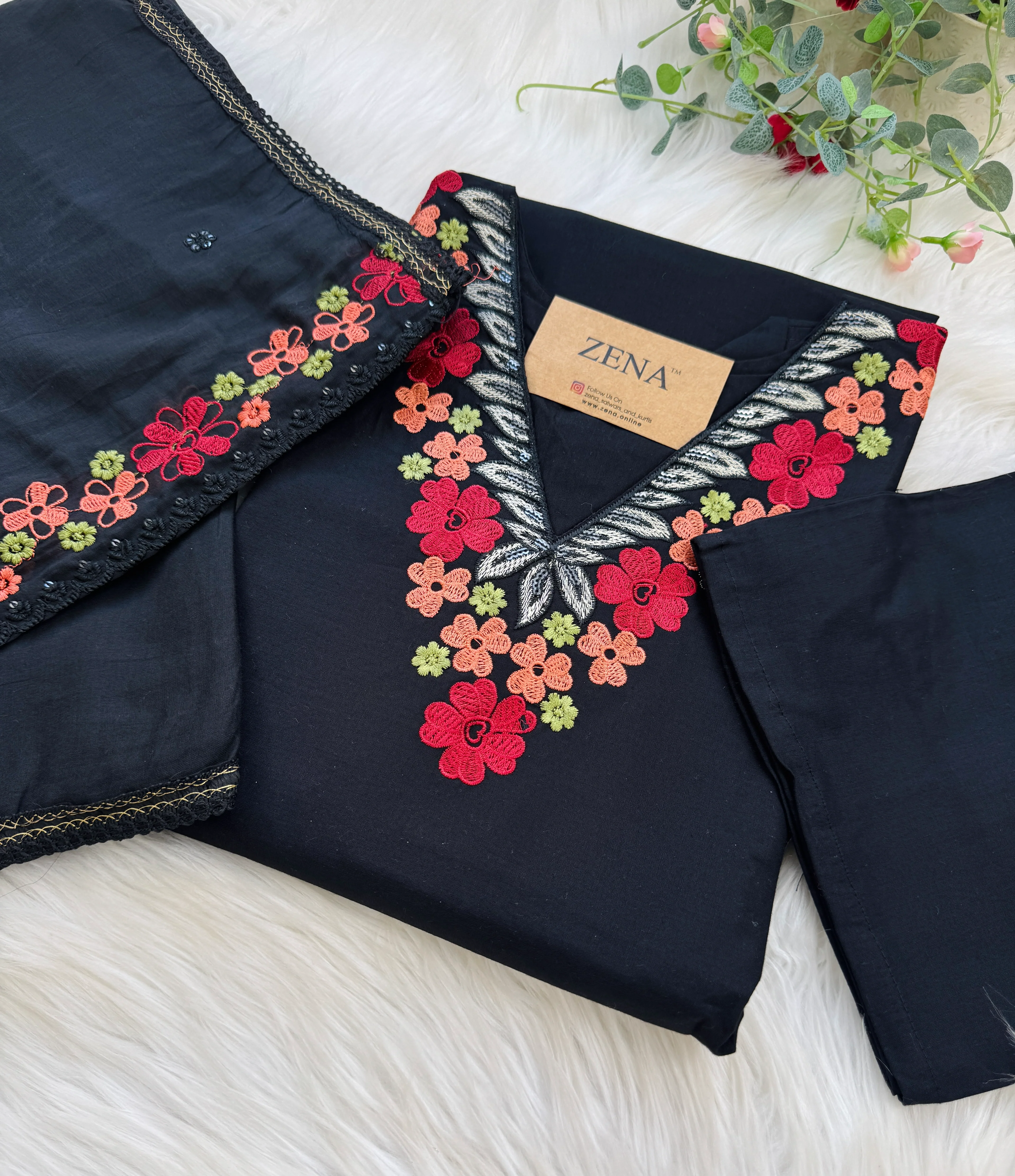 ✨ Pure Cotton Embroidered Kurti Set ✨
