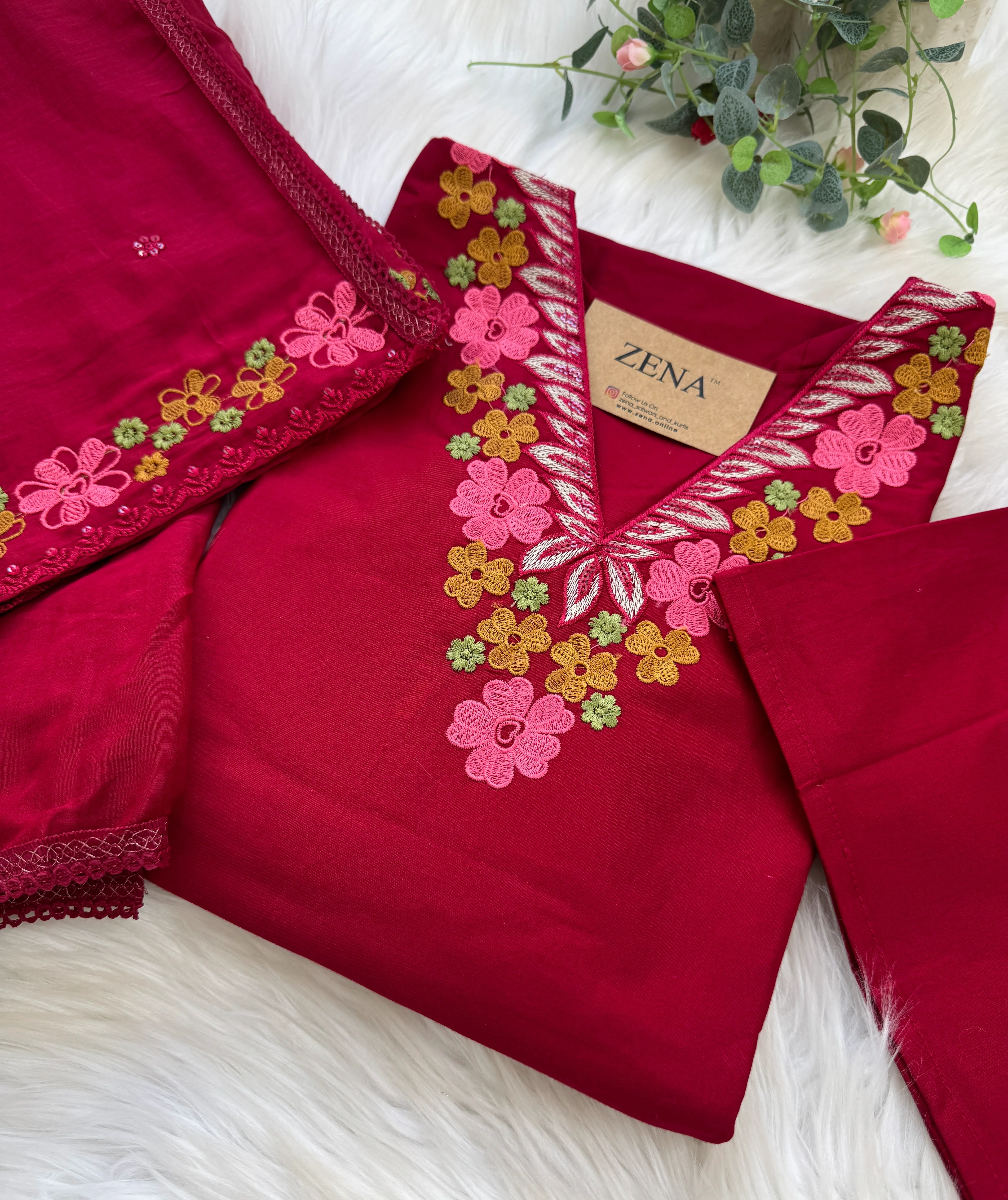 ✨ Pure Cotton Embroidered Kurti Set ✨