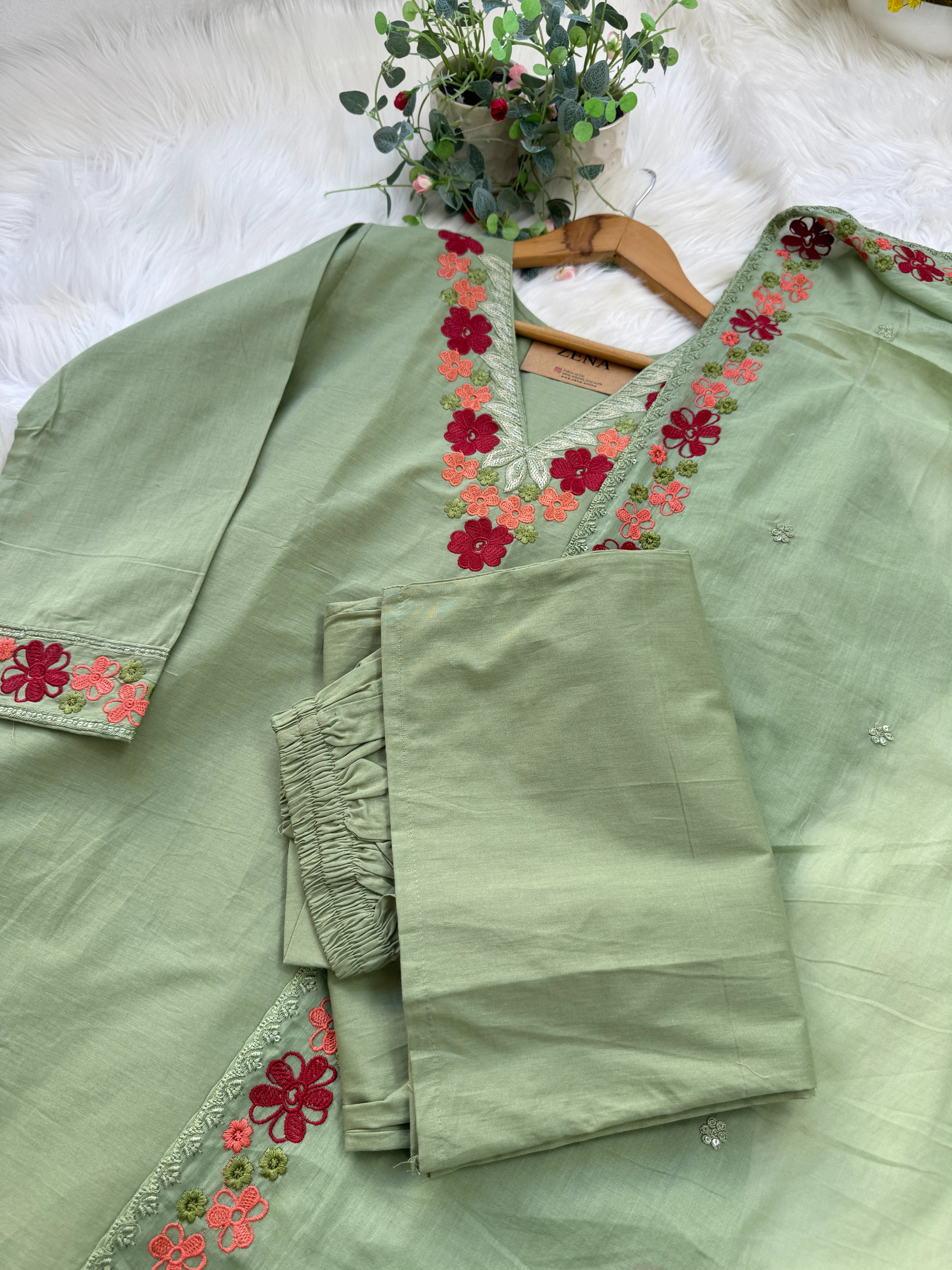 ✨ Pure Cotton Embroidered Kurti Set ✨ - Image 3