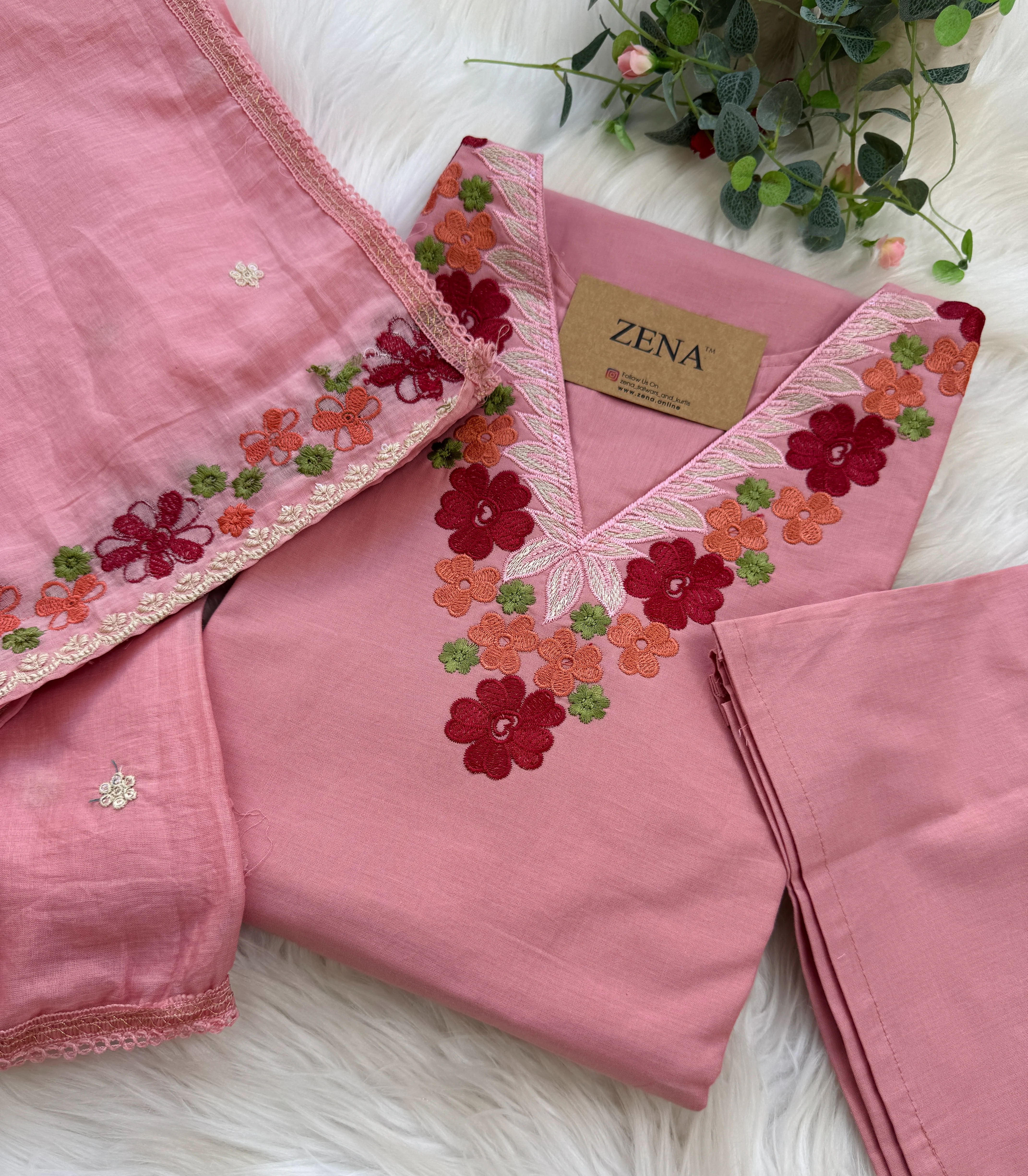 ✨ Pure Cotton Embroidered Kurti Set ✨