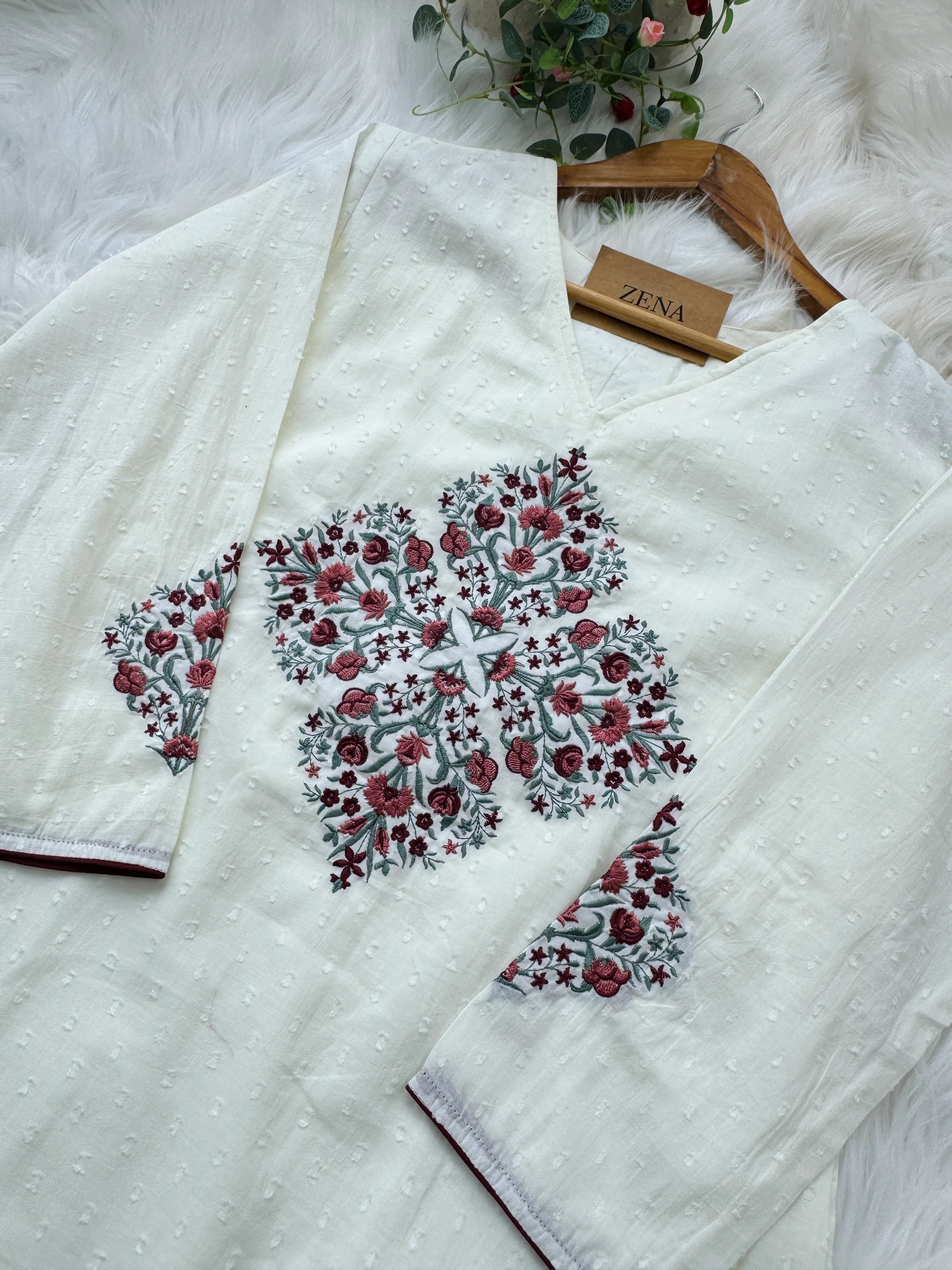 ✨ Pure Cotton Embroidered Kurti Set ✨ - Image 3