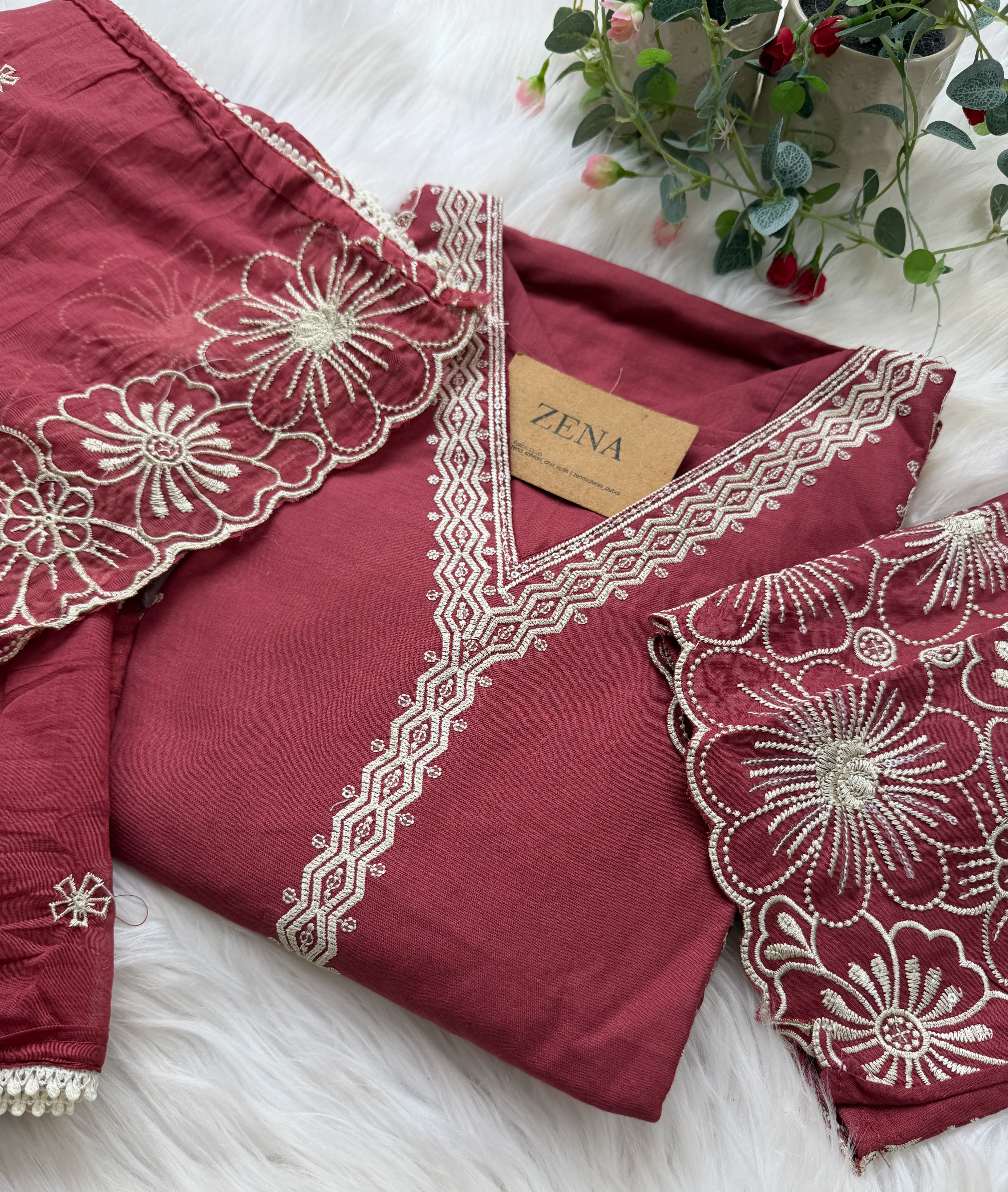✨ Pure Cotton Embroidered Kurti Set ✨
