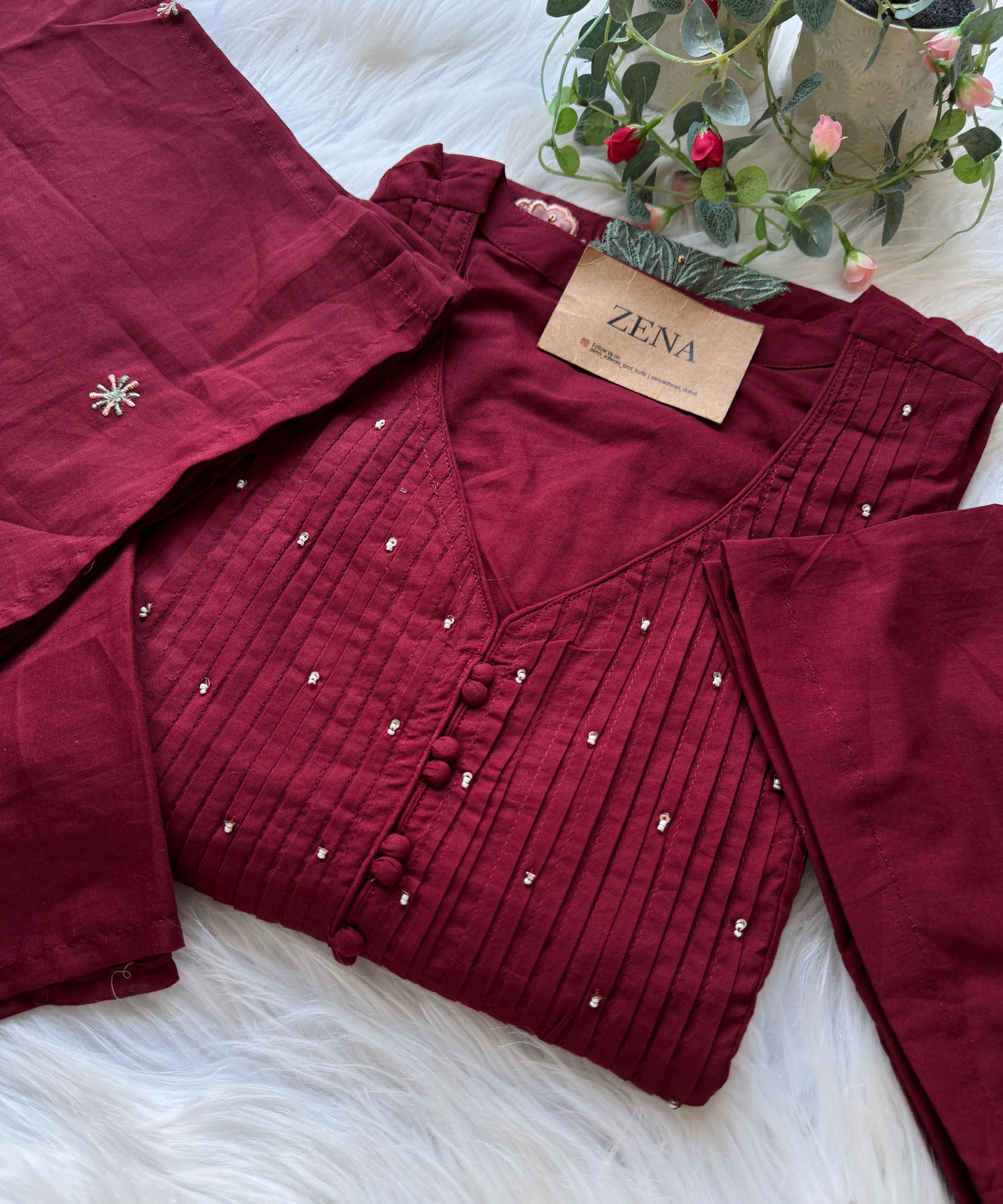 ✨ Pure Cotton Hand Detailed Anarkali Set – Appliqué Work ✨