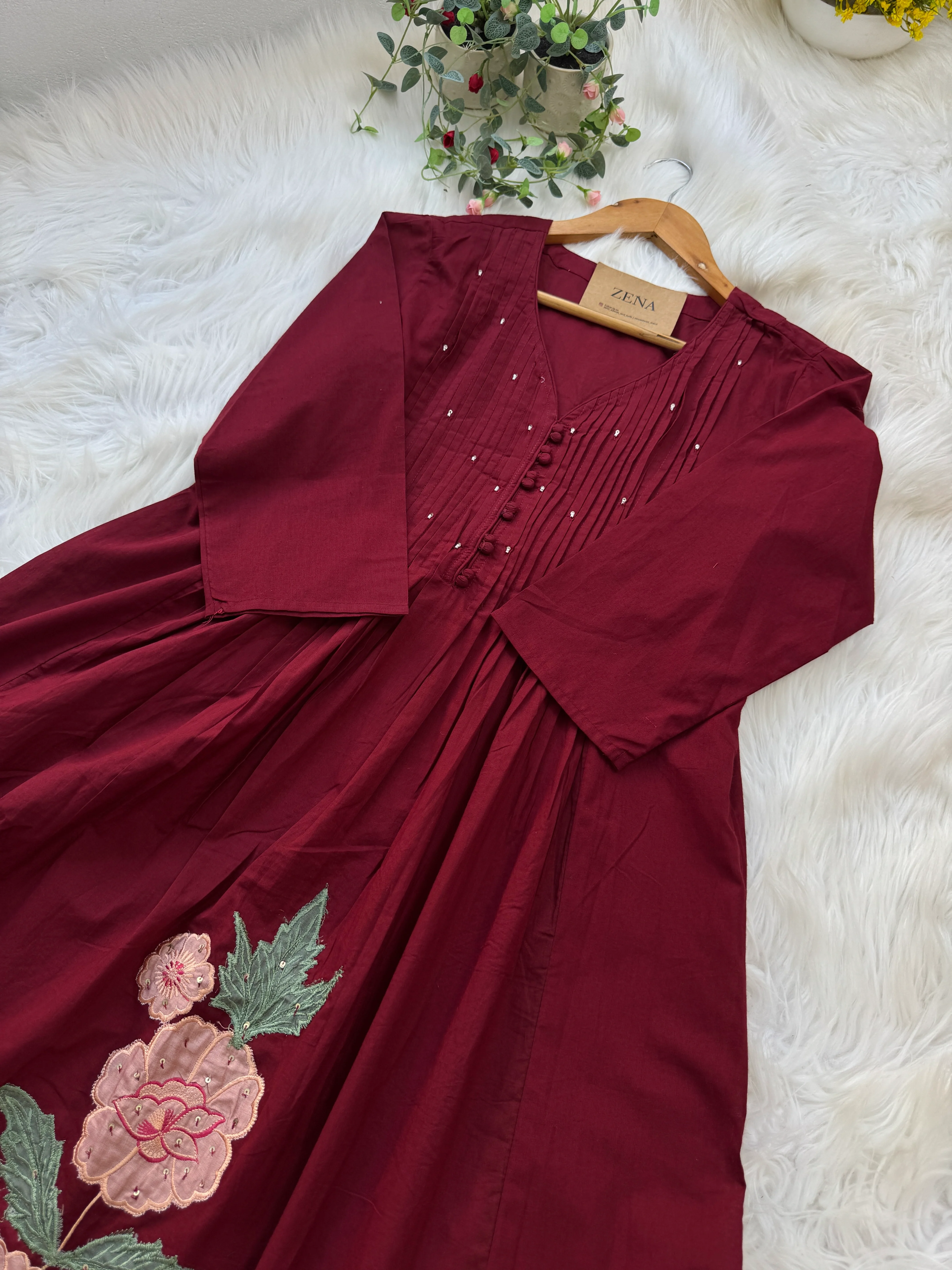 ✨ Pure Cotton Hand Detailed Anarkali Set – Appliqué Work ✨ - Image 5