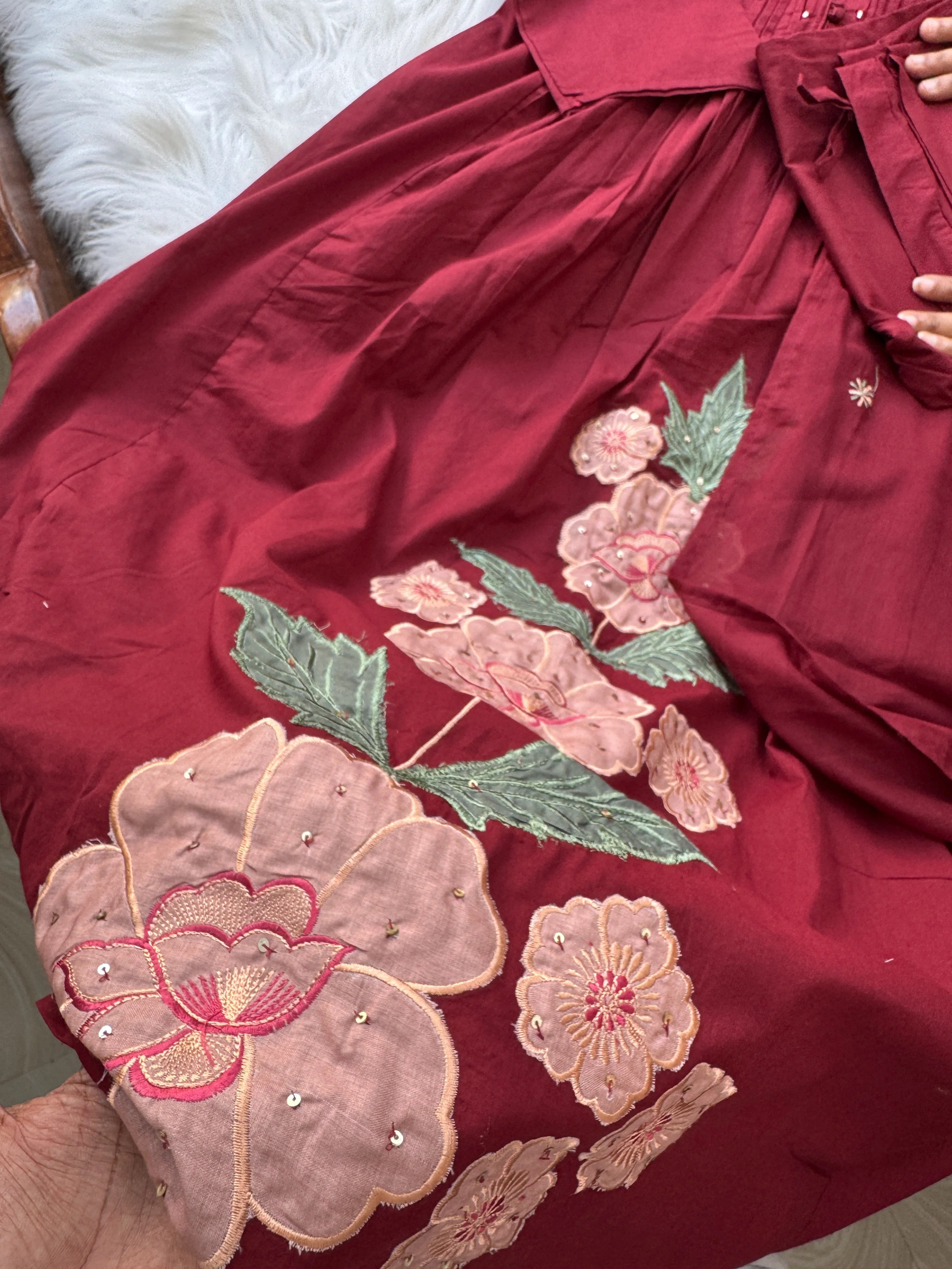 ✨ Pure Cotton Hand Detailed Anarkali Set – Appliqué Work ✨ - Image 7
