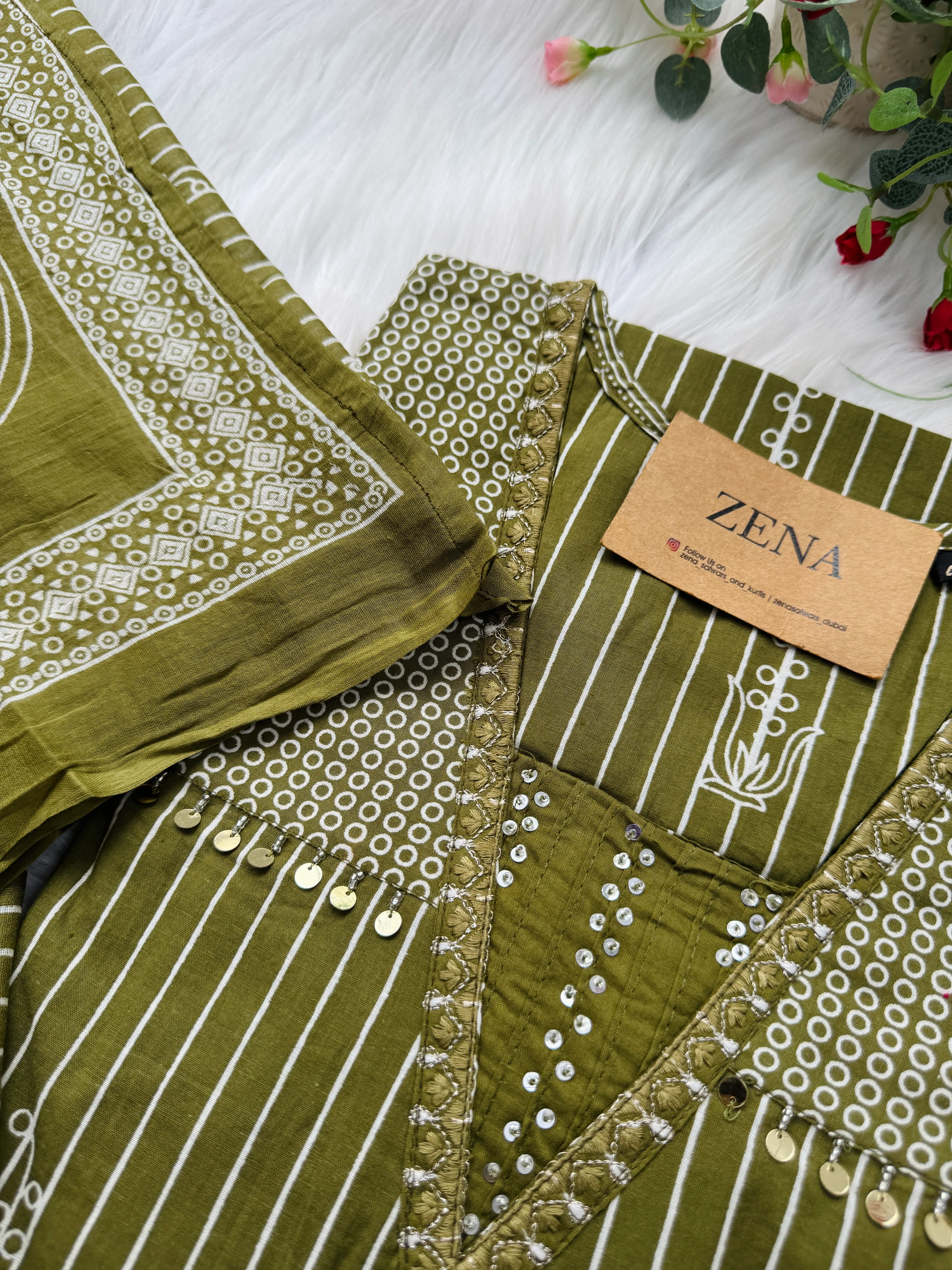 ✨ Pure Cotton Hand Detailed Kurti Set ✨ - Image 3