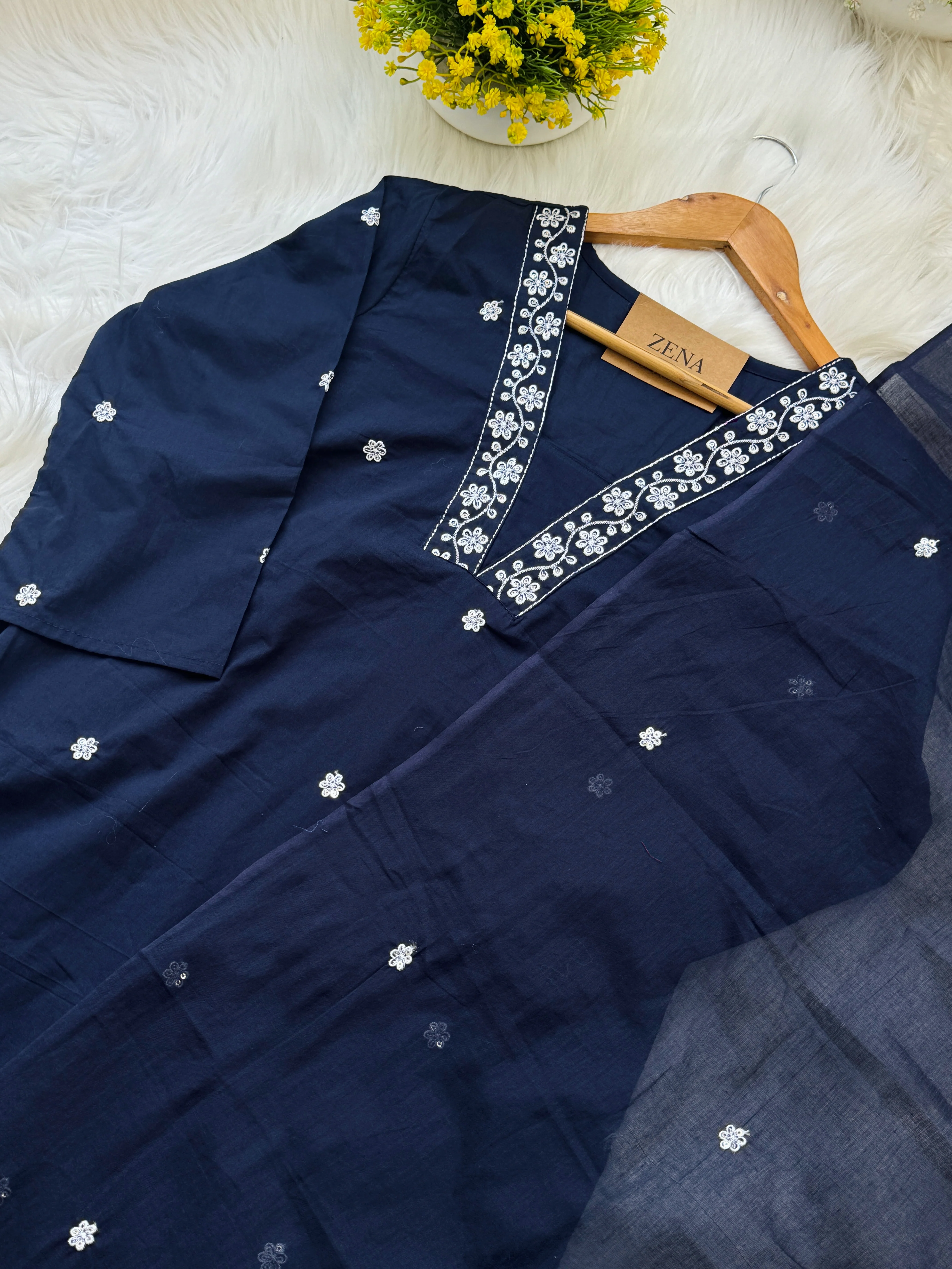 ✨ Pure Cotton Hand Detailed Kurti Set ✨