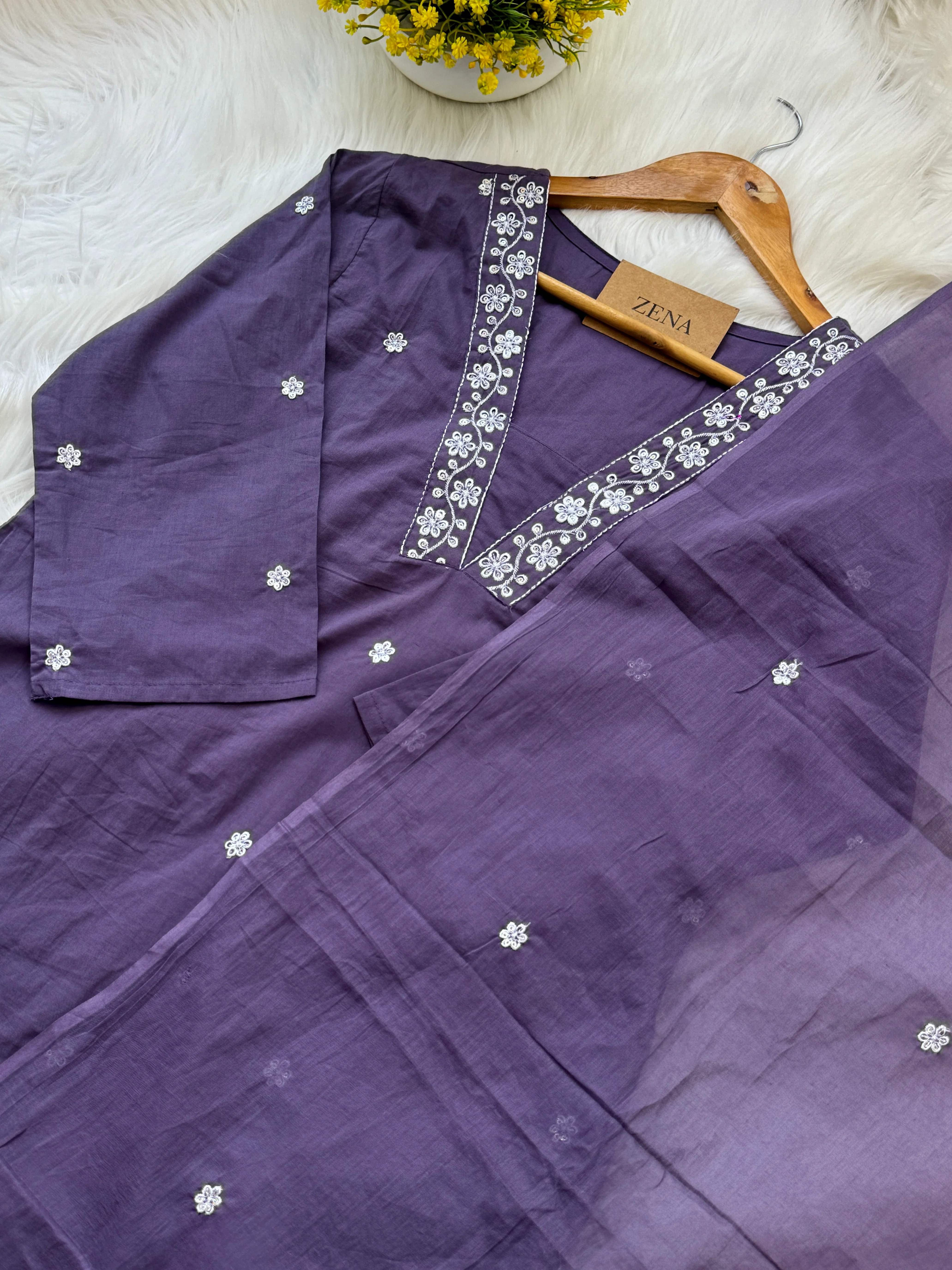 ✨ Pure Cotton Hand Detailed Kurti Set ✨