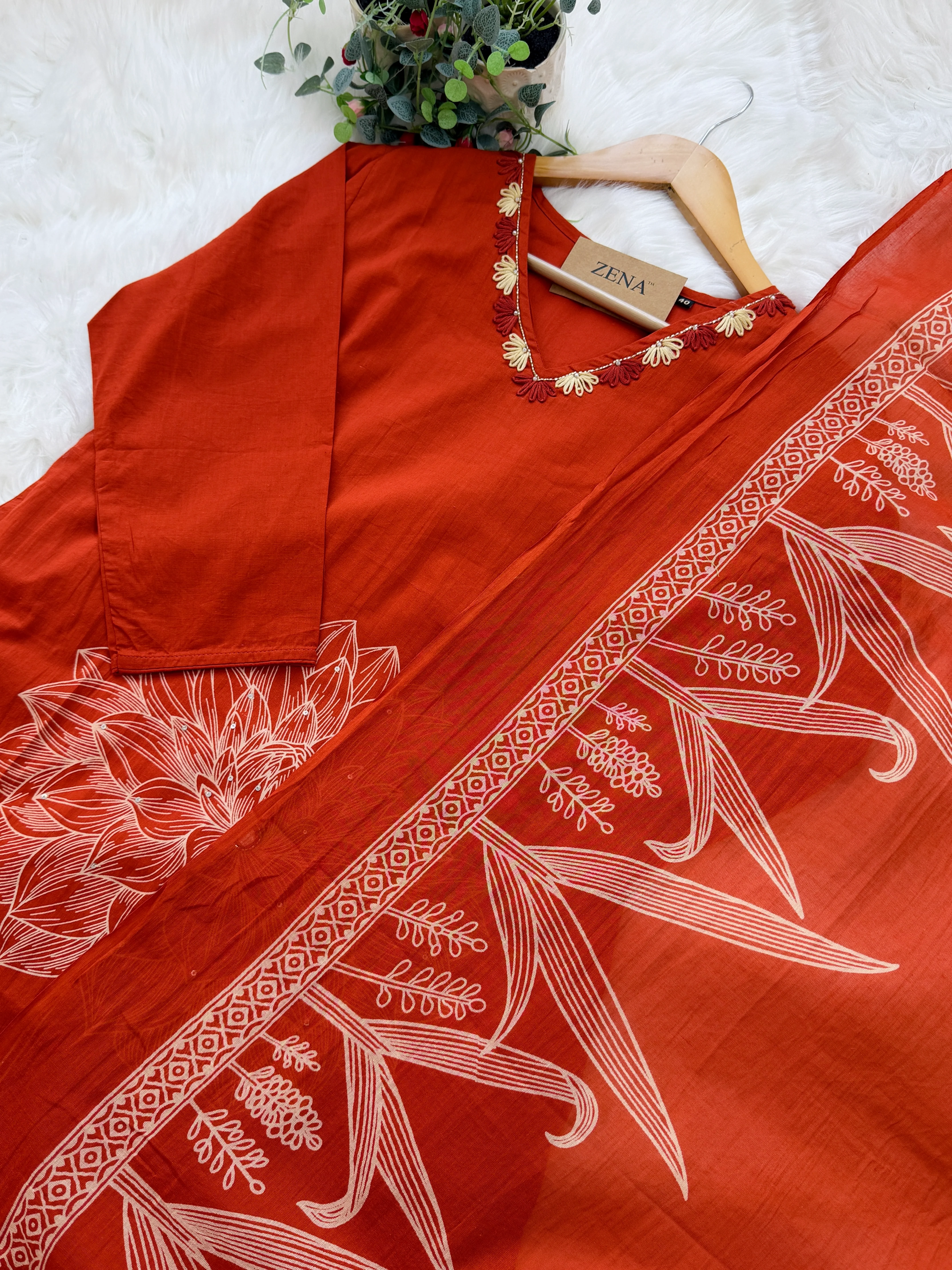 ✨ Pure Cotton Kurti Set with Thread Work Details ✨ - Image 4