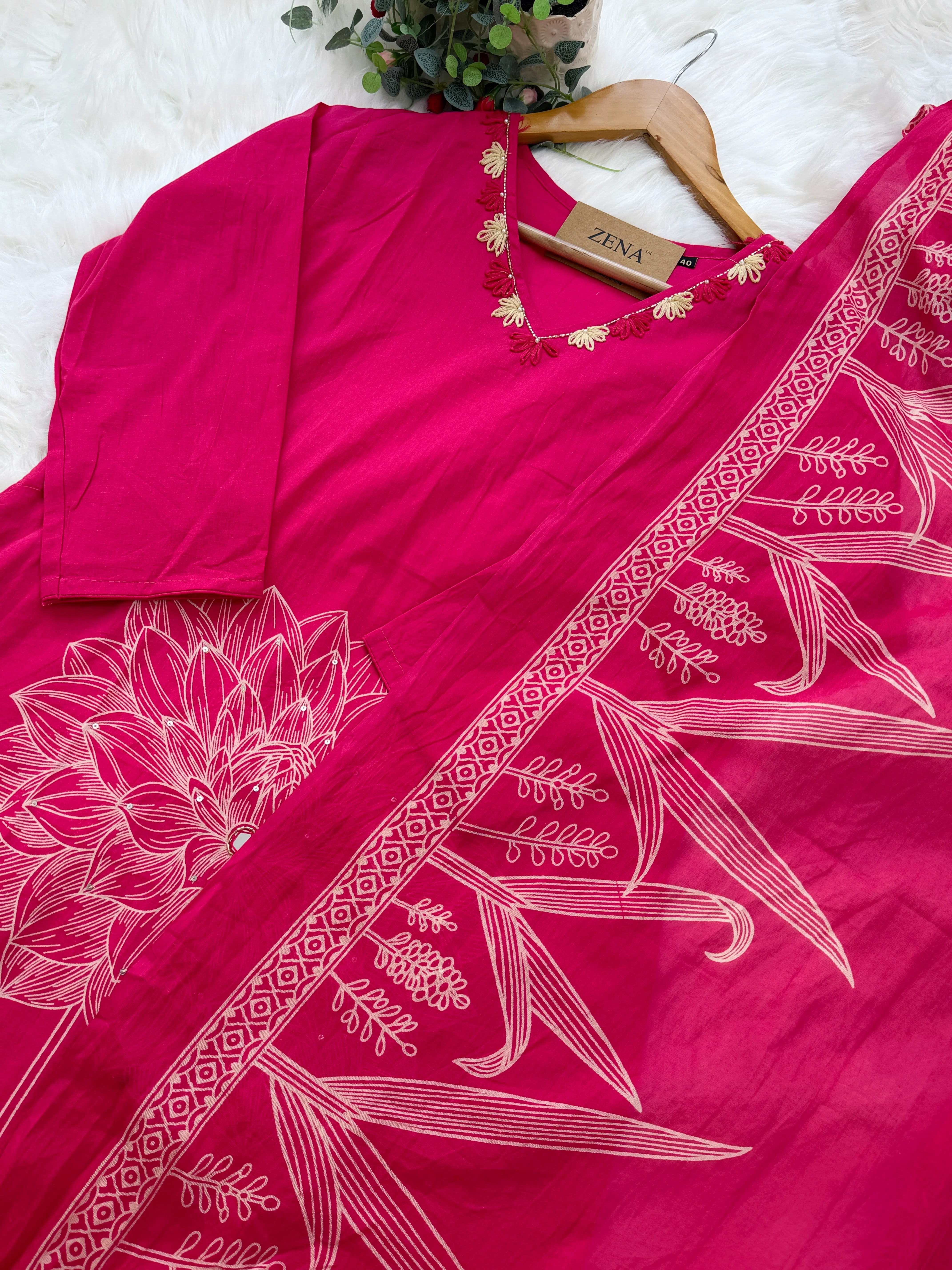 ✨ Pure Cotton Kurti Set with Thread Work Details ✨ - Image 3