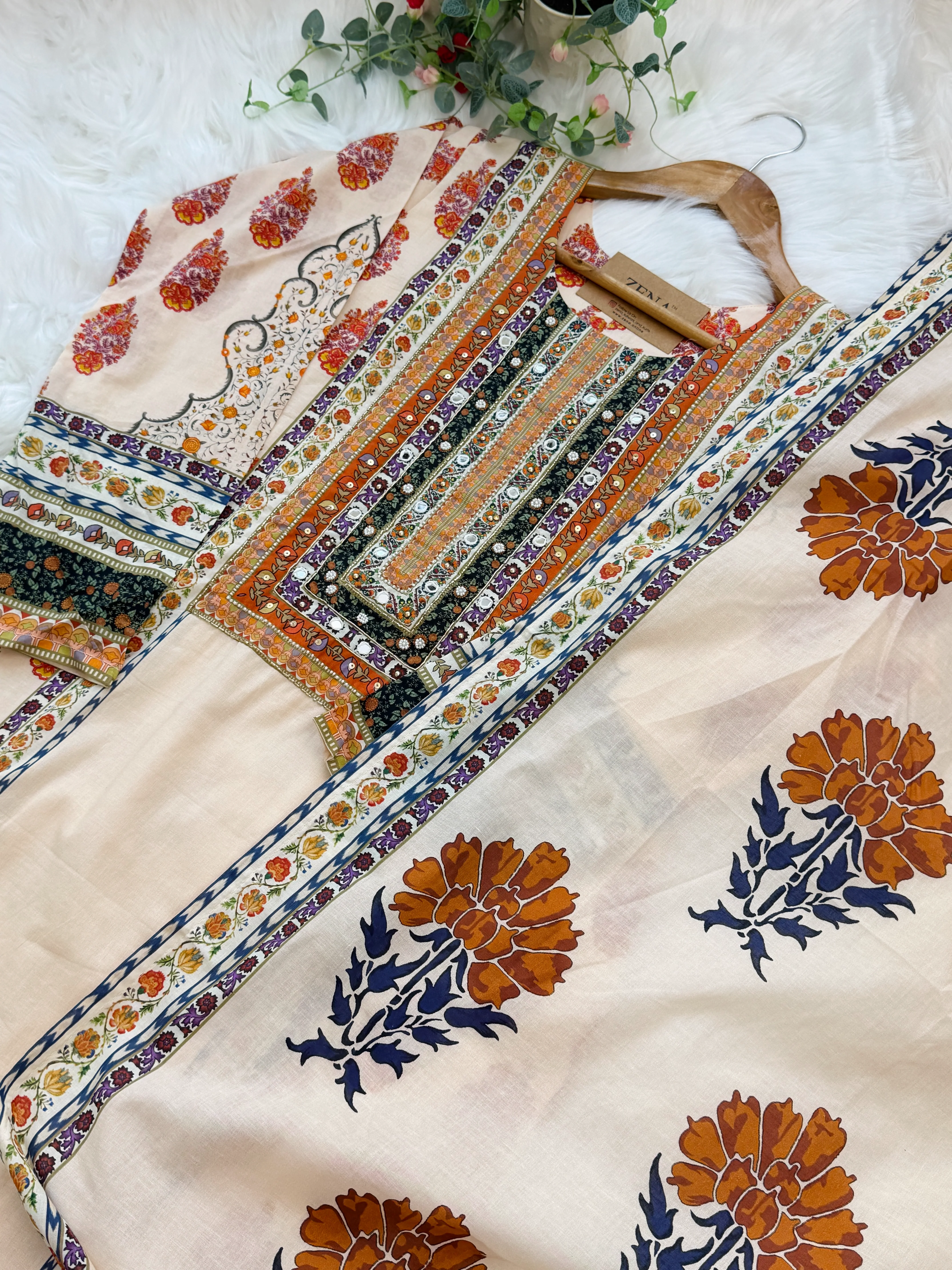 ✨ Pure Cotton Mirror Work Kurti Set ✨ - Image 3