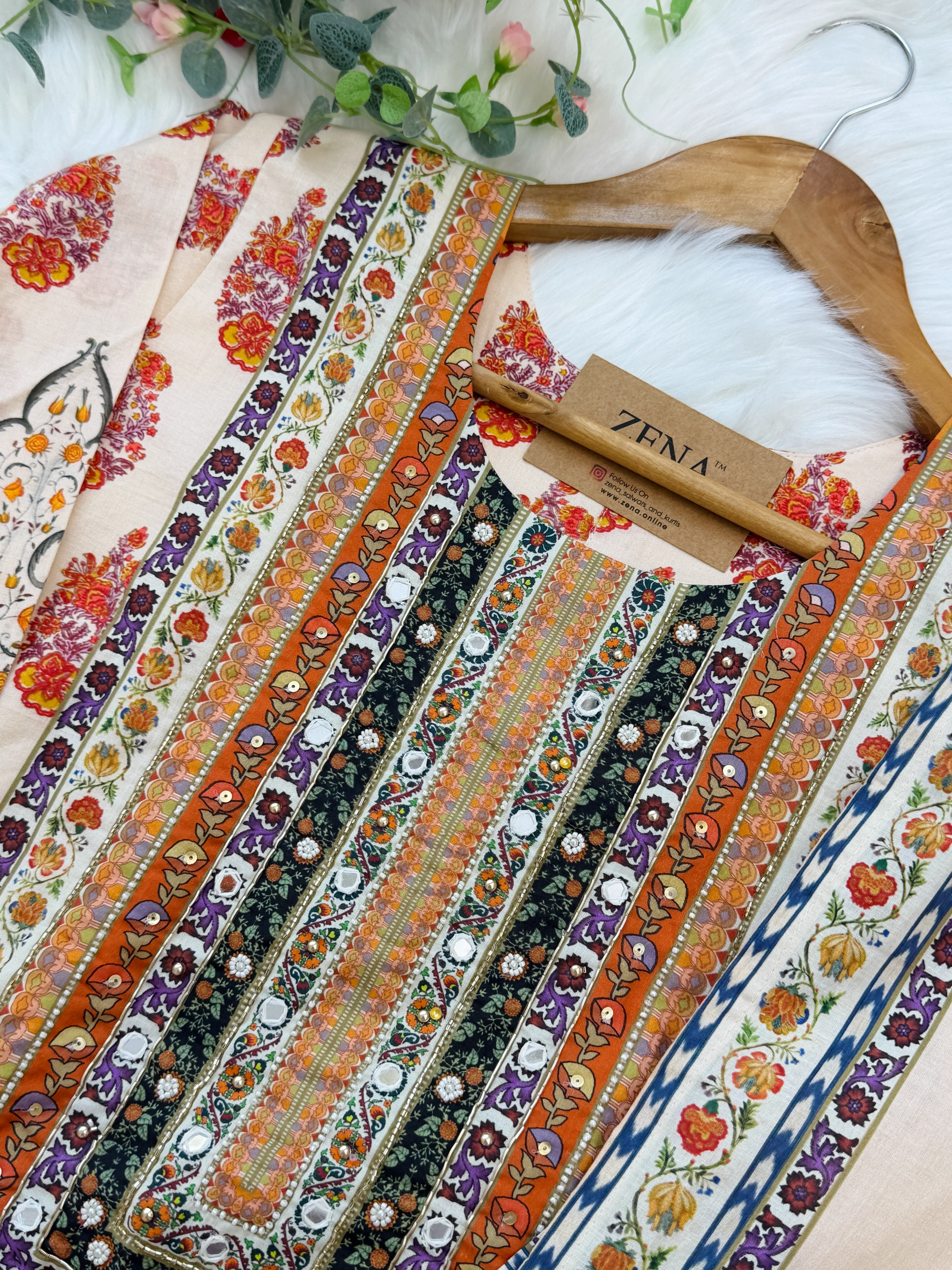 ✨ Pure Cotton Mirror Work Kurti Set ✨ - Image 4