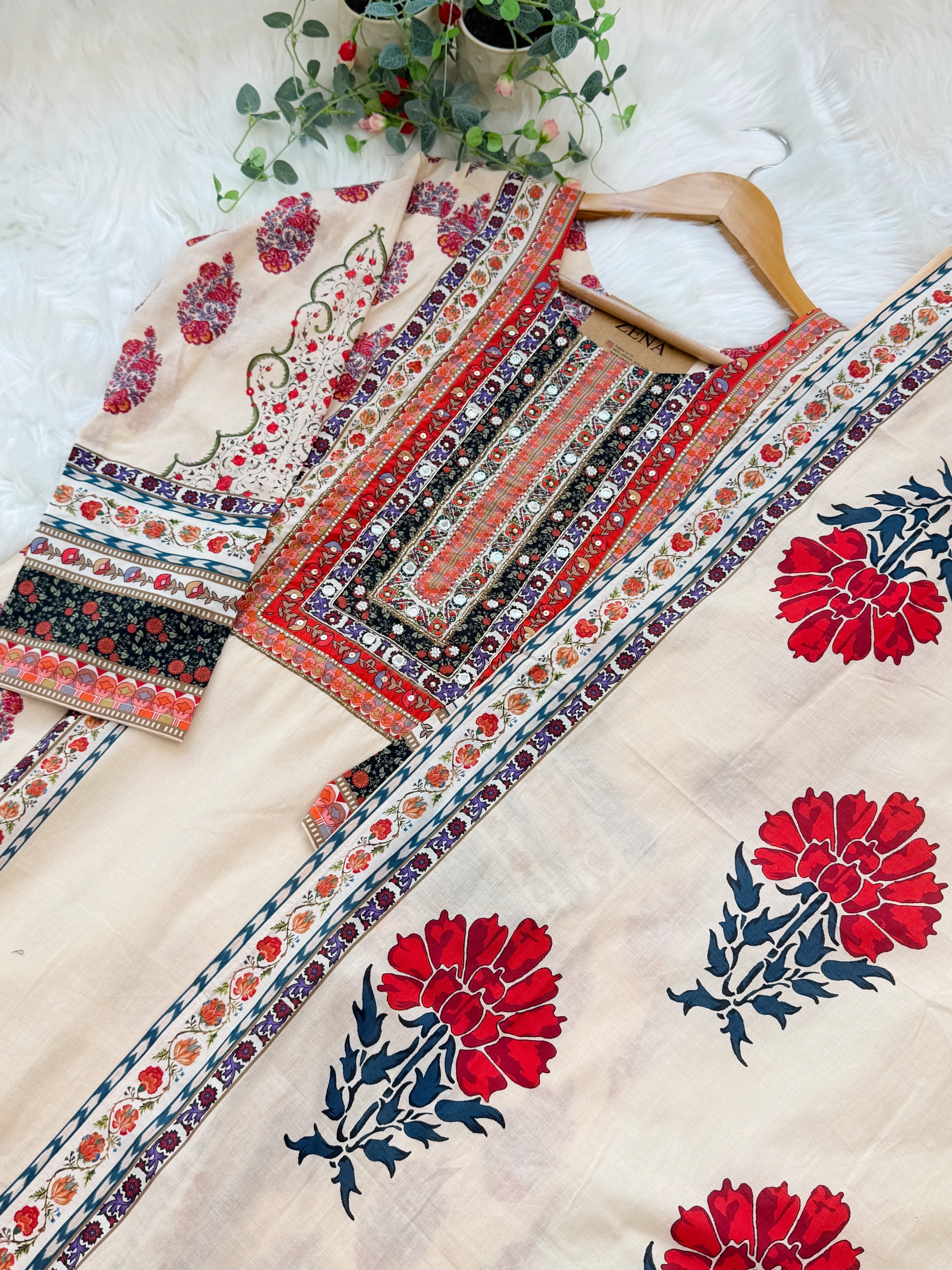 ✨ Pure Cotton Mirror Work Kurti Set ✨ - Image 3
