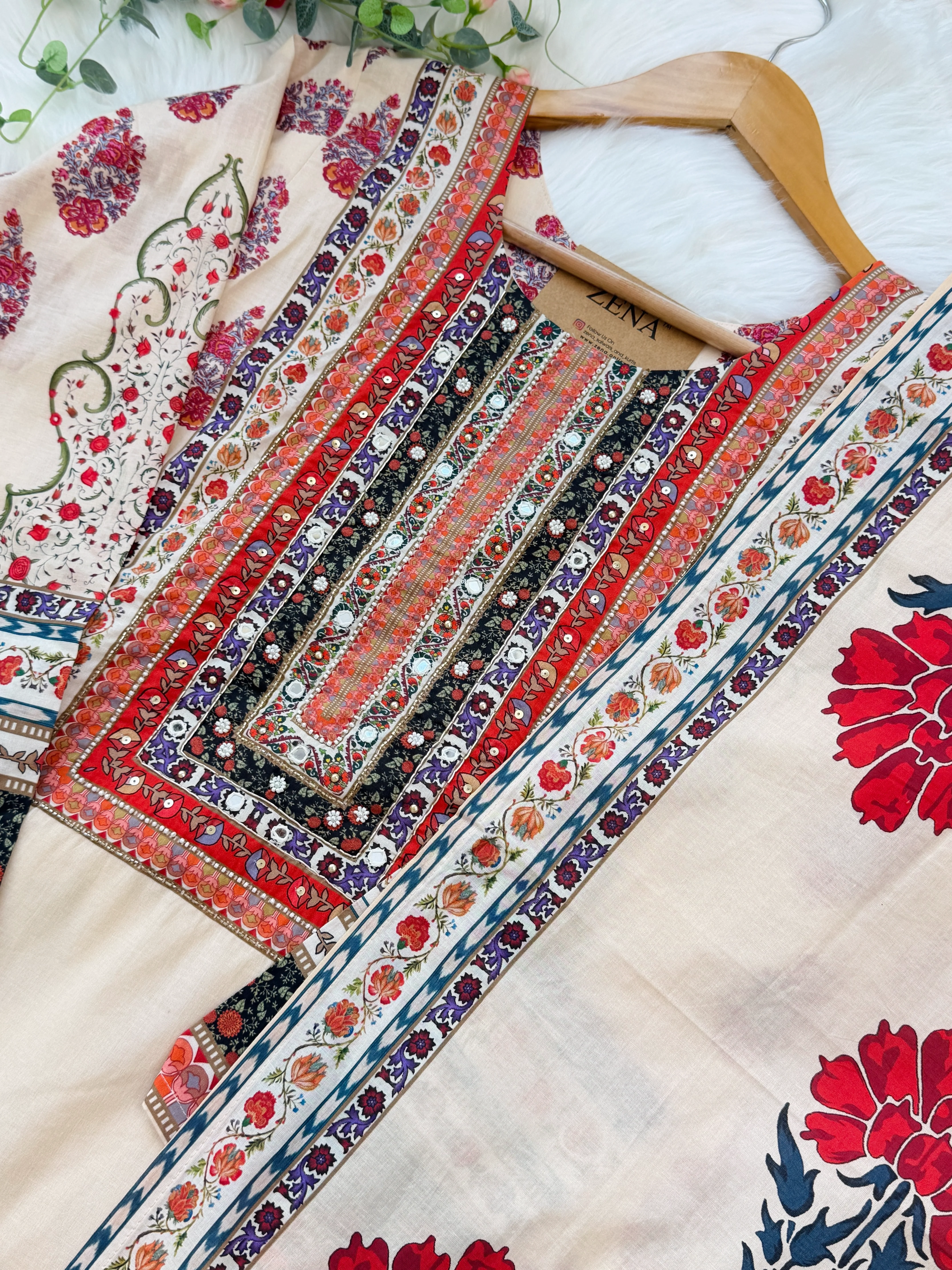✨ Pure Cotton Mirror Work Kurti Set ✨ - Image 4