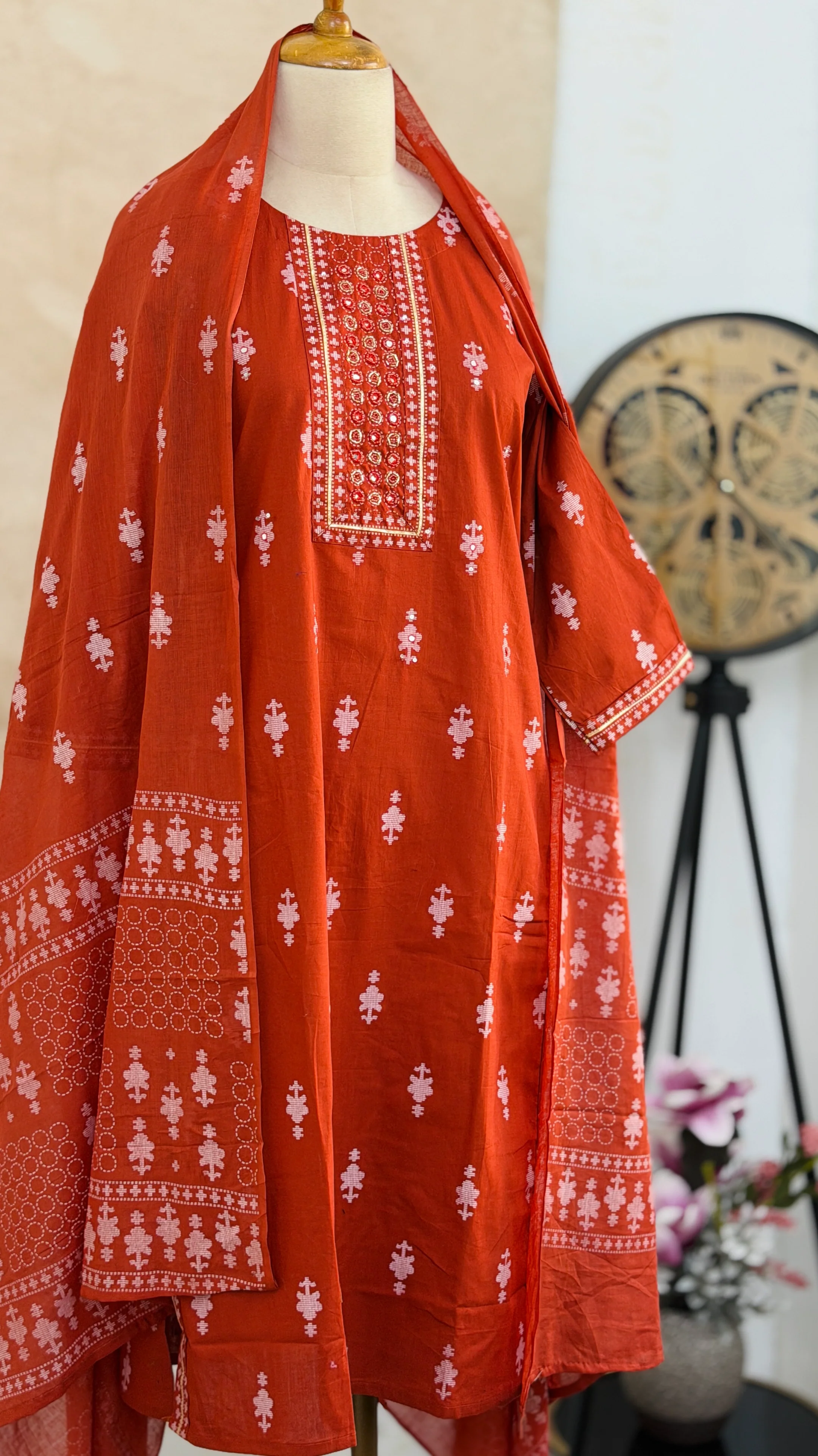 ✨ Pure Cotton Mirror Work Kurti Set ✨ - Image 2