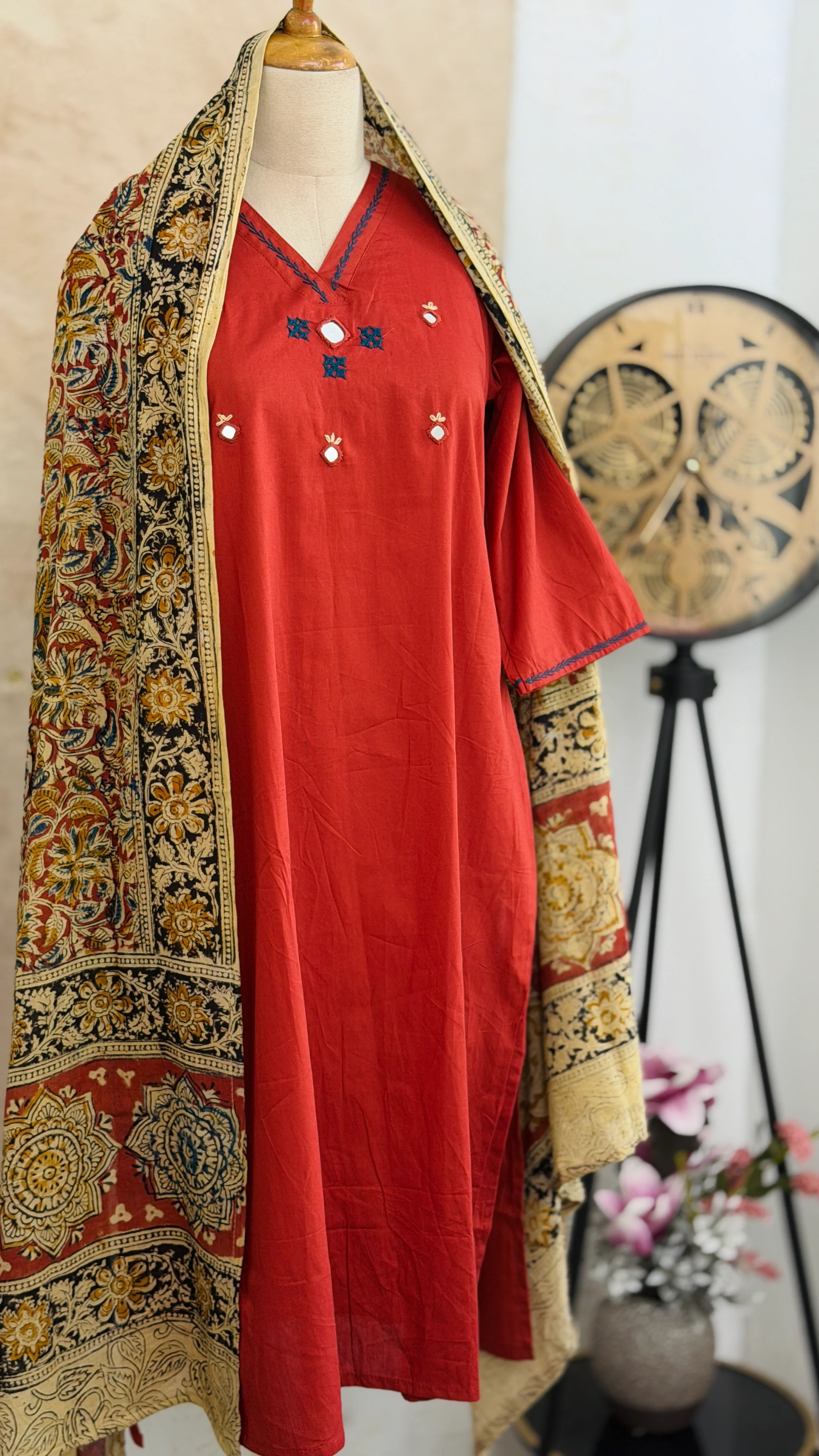 ✨ Pure Cotton Mirror Work Kurti Set ✨ - Image 2