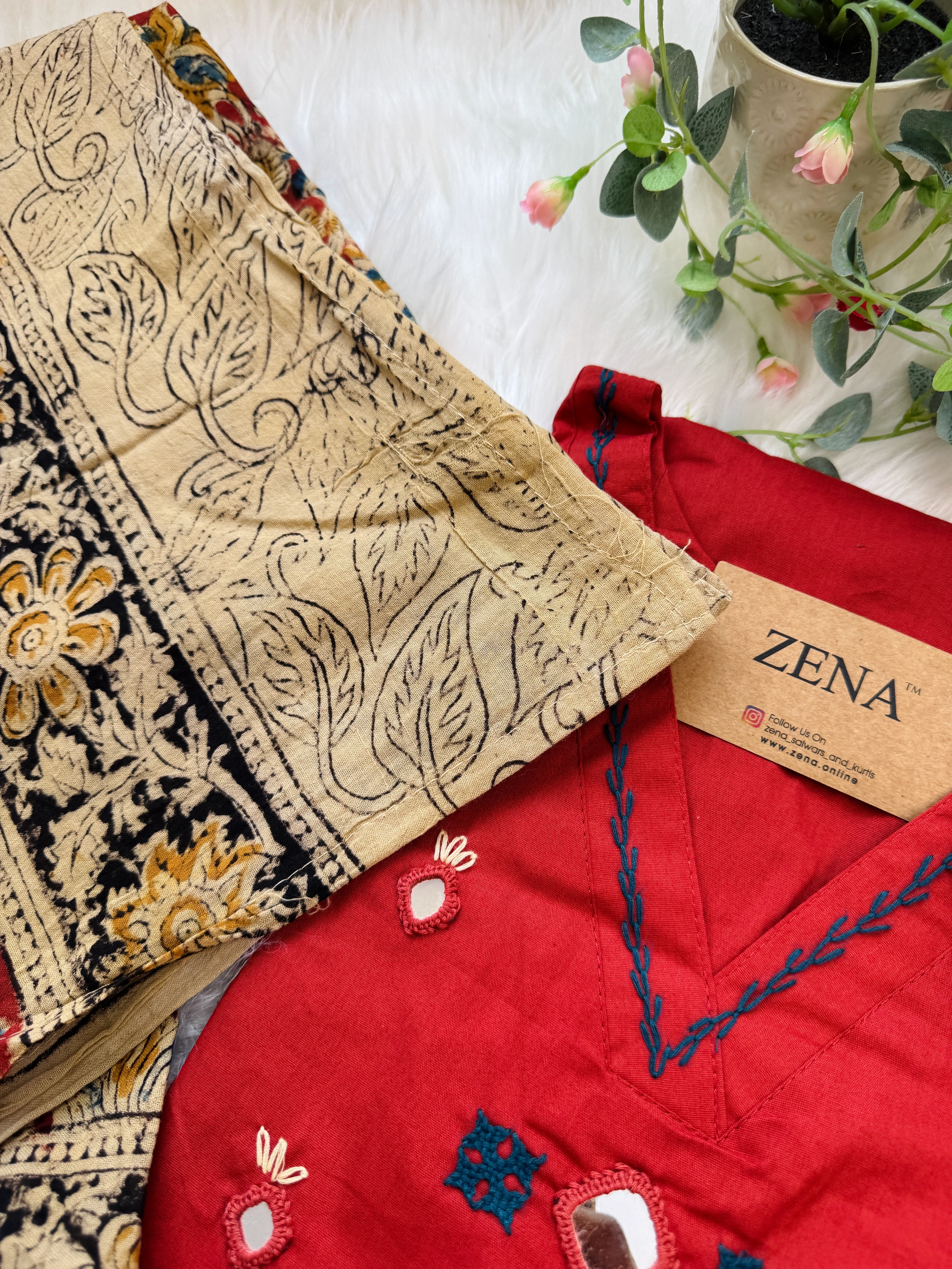 ✨ Pure Cotton Mirror Work Kurti Set ✨ - Image 4