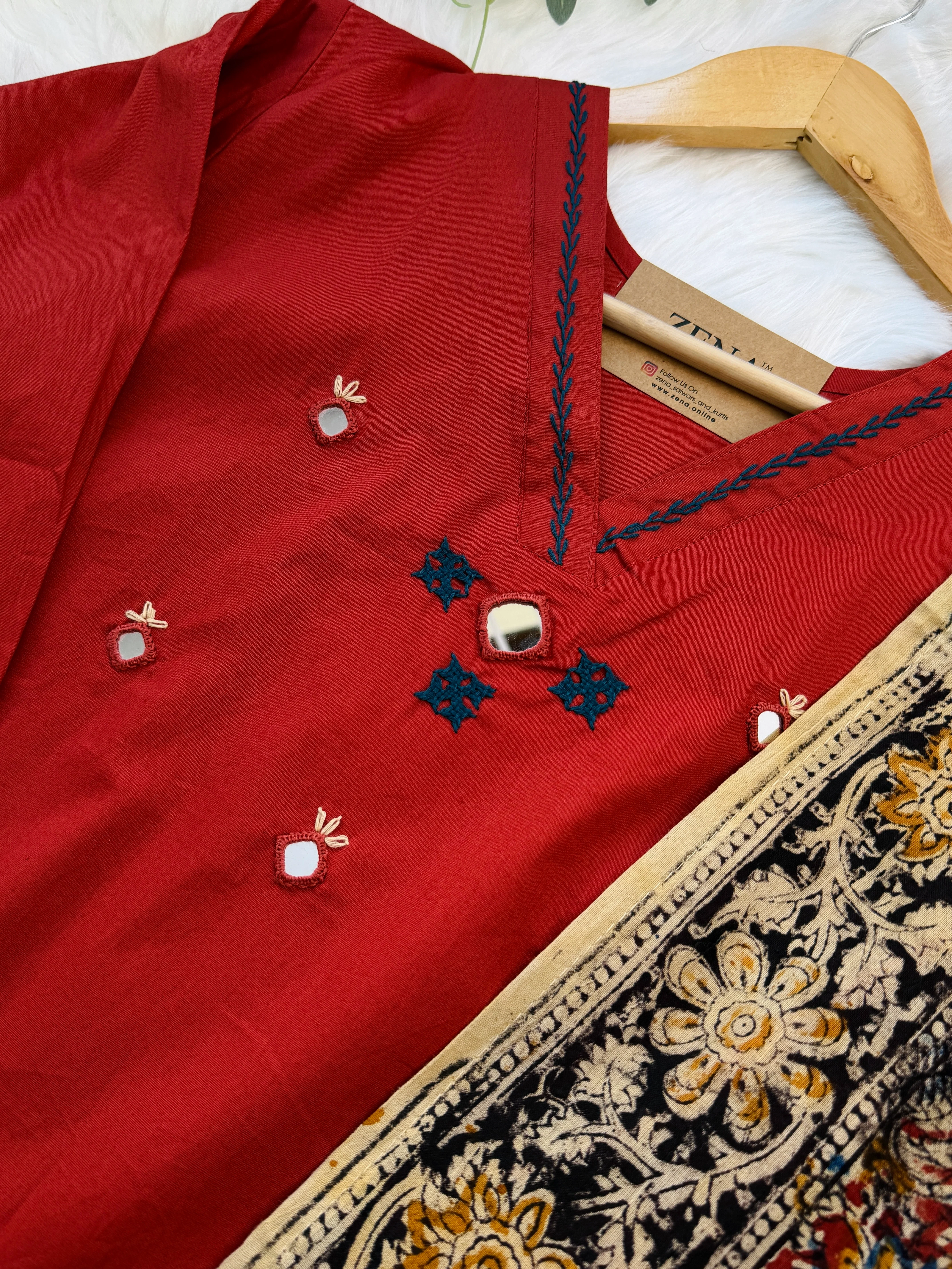 ✨ Pure Cotton Mirror Work Kurti Set ✨ - Image 8